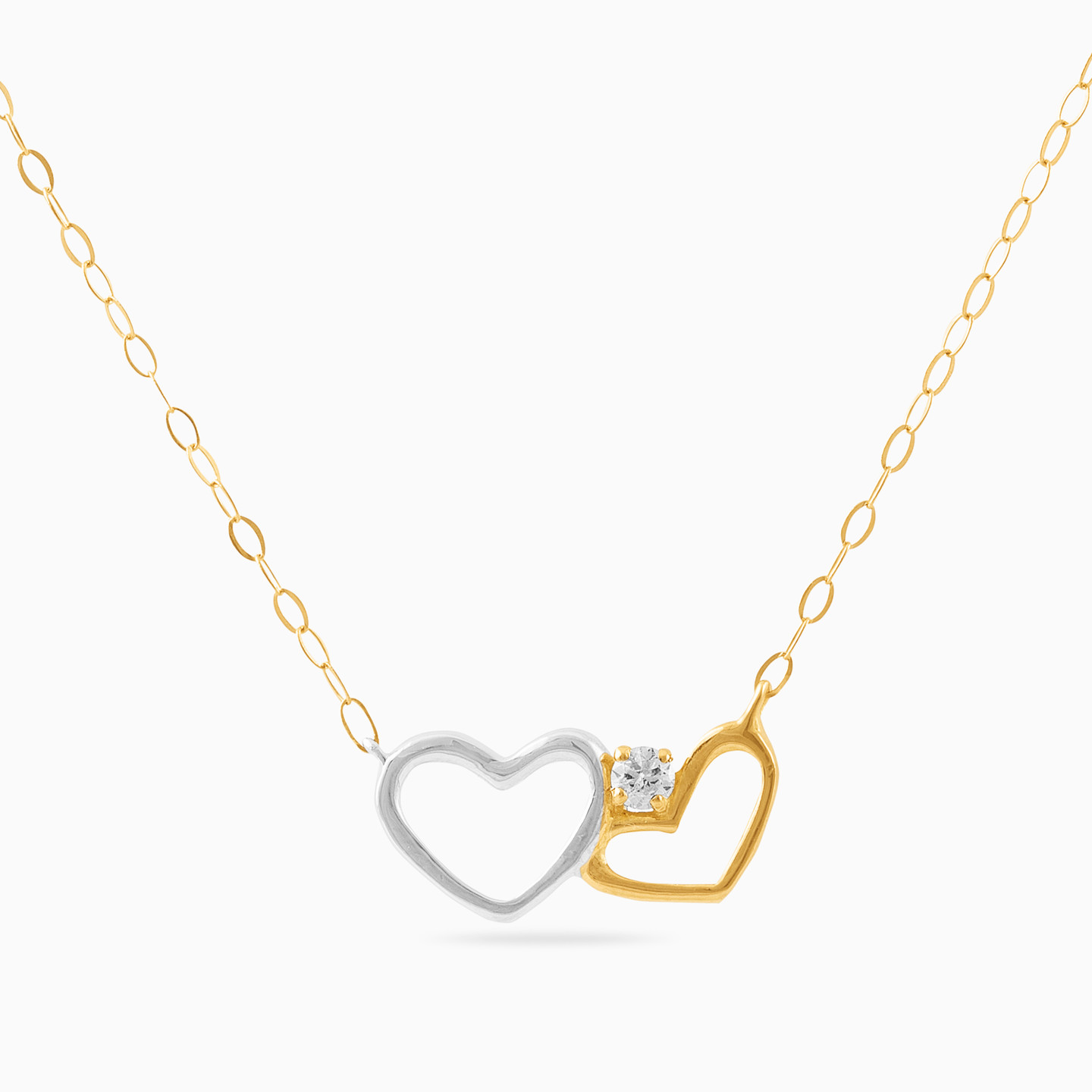 Heart Cubic Zirconia Necklace In 18K Gold