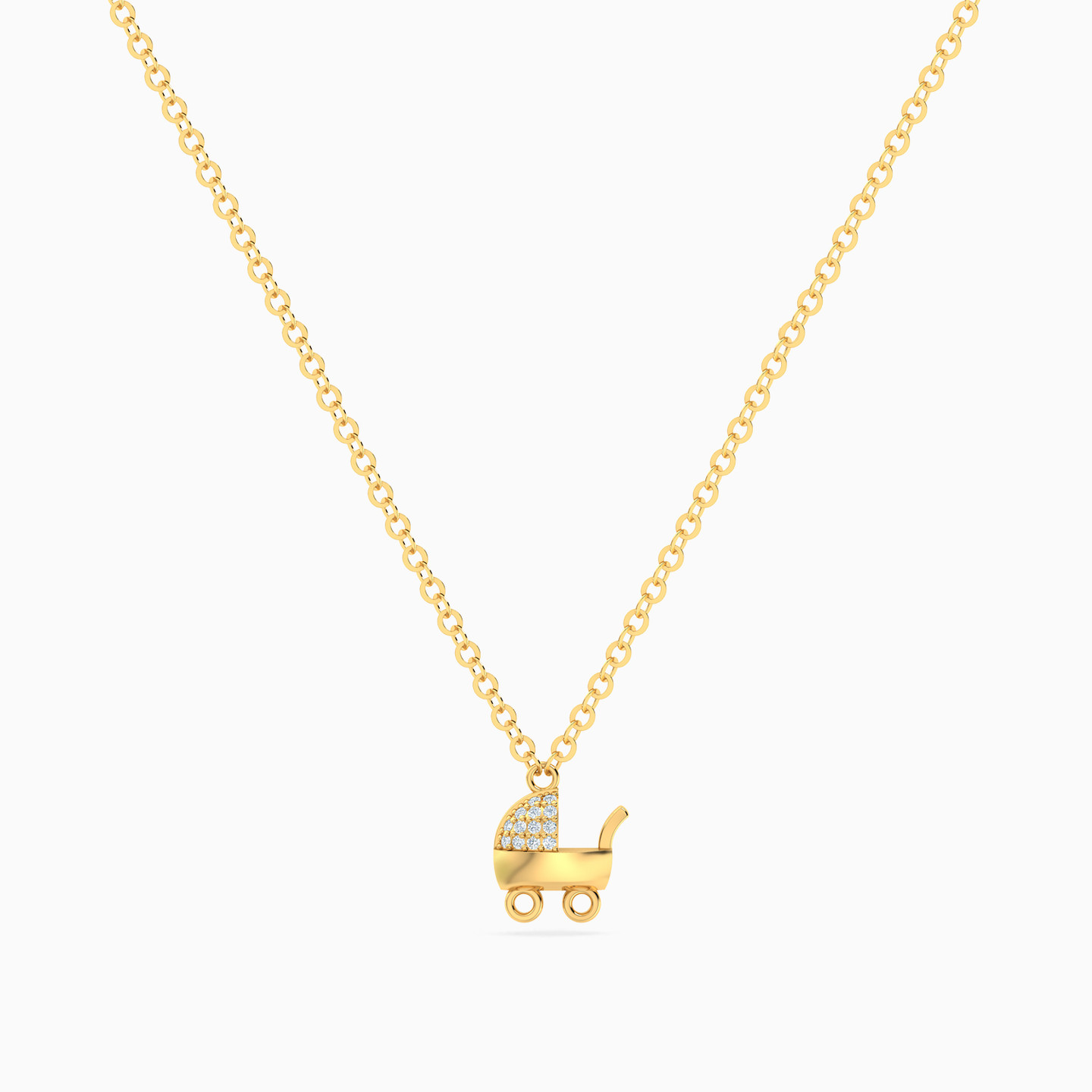 Kids Baby Stroller Diamond Necklace In 18K Gold - 3 Kids Baby Stroller Diamond Necklace In 18K Gold - 3