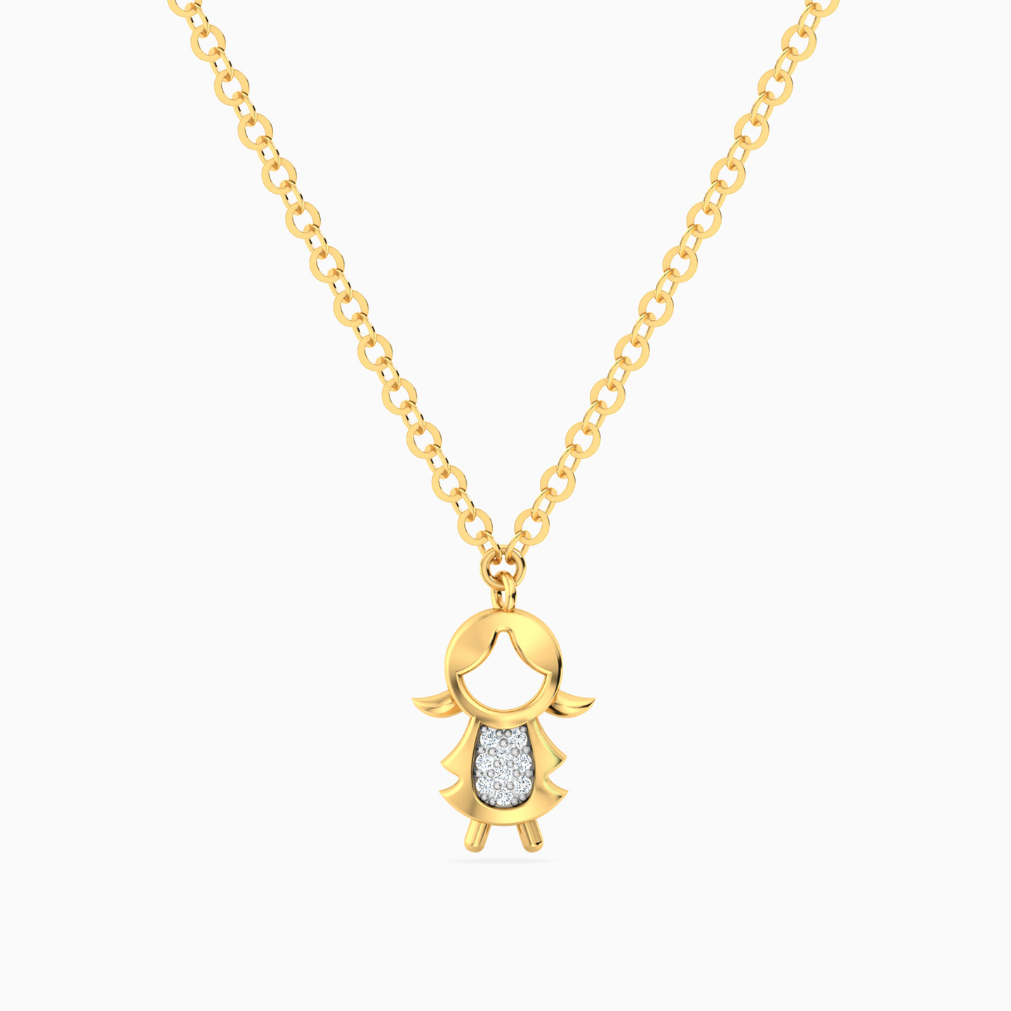 Kids Young Girl Diamond Necklace In 18K Gold Kids Young Girl Diamond Necklace In 18K Gold