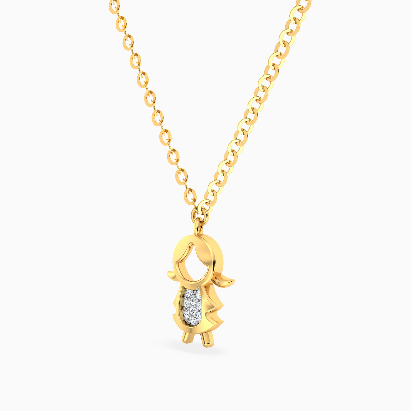 Kids Young Girl Diamond Necklace In 18K Gold - 2 Kids Young Girl Diamond Necklace In 18K Gold - 2