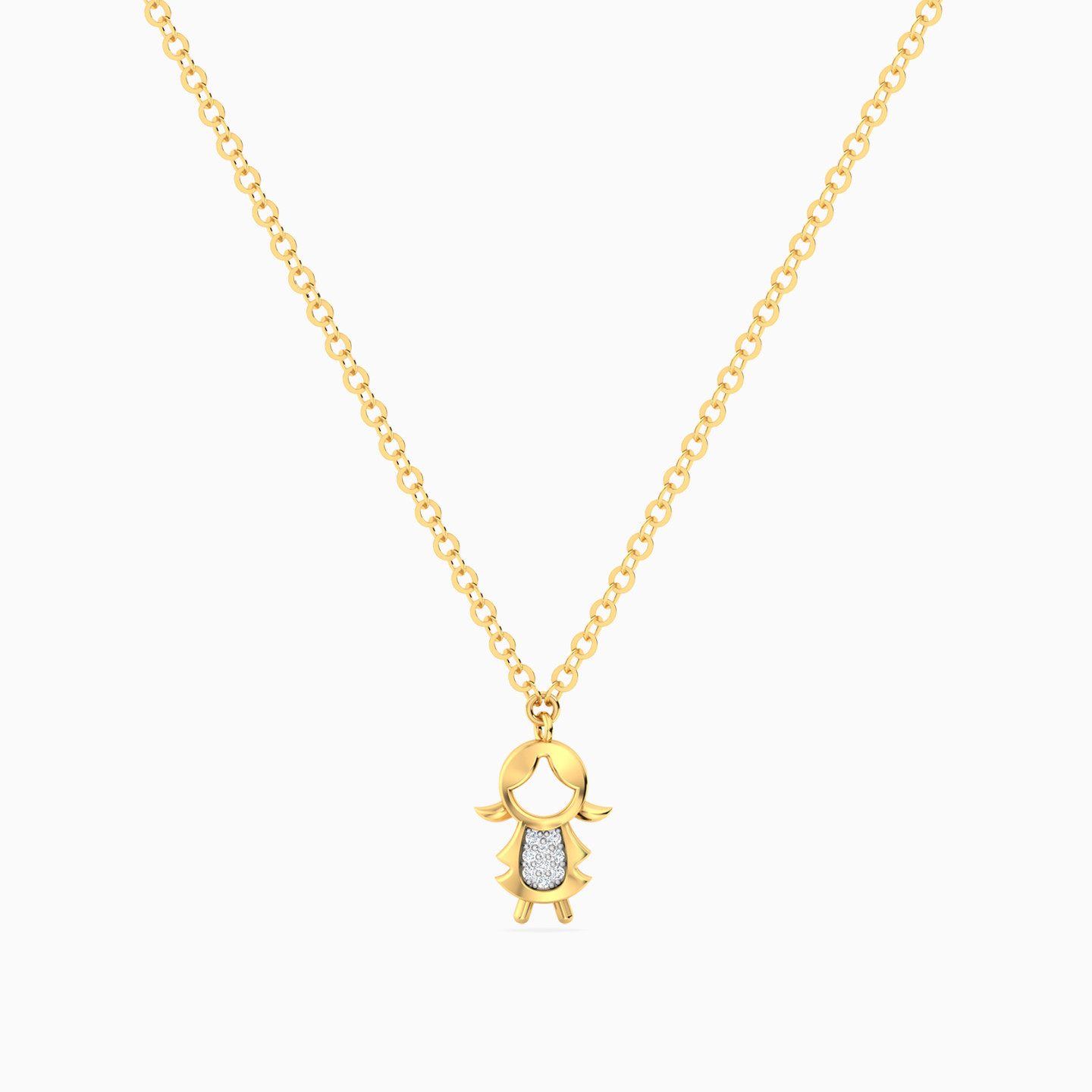 Kids Young Girl Diamond Necklace In 18K Gold - 3 Kids Young Girl Diamond Necklace In 18K Gold - 3