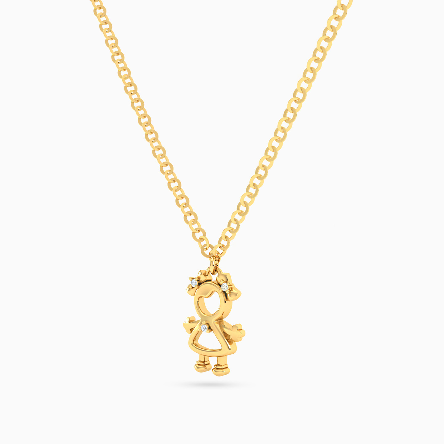 Kids Little Girl Diamond Necklace In 18K Gold - 2 Kids Little Girl Diamond Necklace In 18K Gold - 2