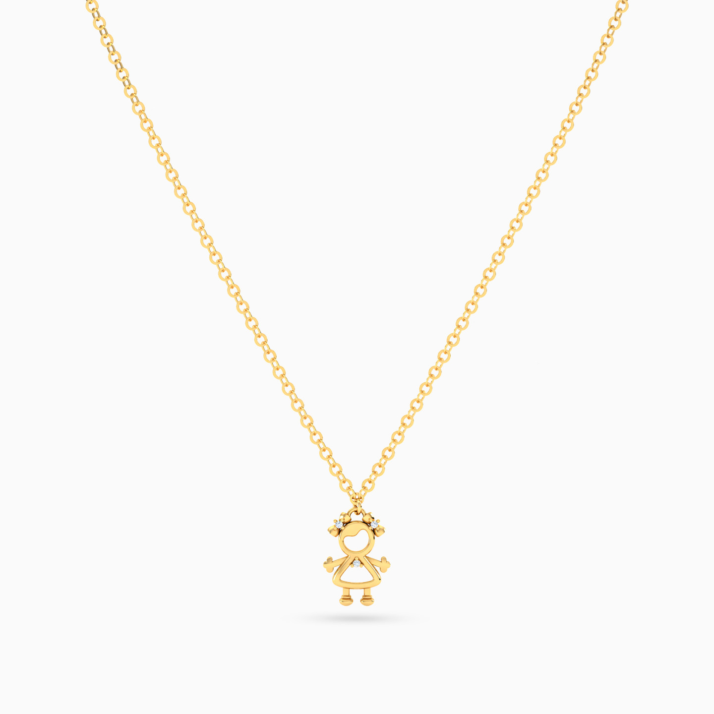Kids Little Girl Diamond Necklace In 18K Gold - 3 Kids Little Girl Diamond Necklace In 18K Gold - 3