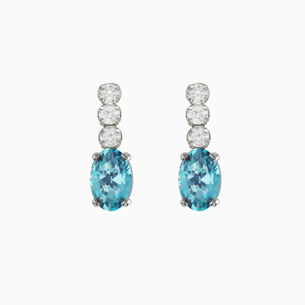 Oval Drop Aqua Blue Stone Sterling Silver Drop Earrings Oval Drop Aqua Blue Stone Sterling Silver Drop Earrings