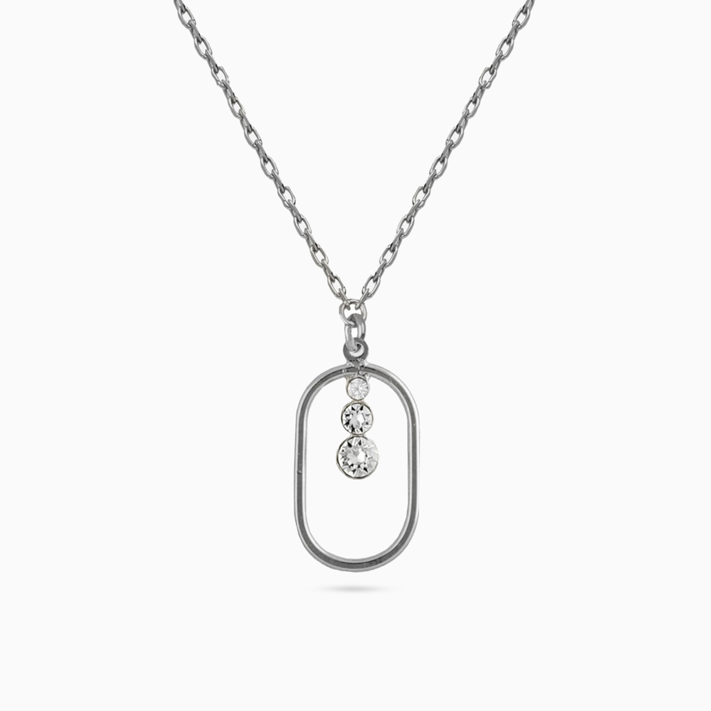 Oval Loop Cubic Zirconia Sterling Silver Necklace Oval Loop Cubic Zirconia Sterling Silver Necklace