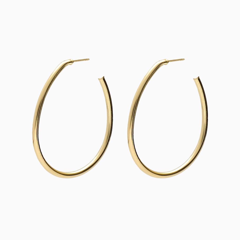 Teardrop Curve Gold Plated Hoop Earrings Teardrop Curve Gold Plated Hoop Earrings