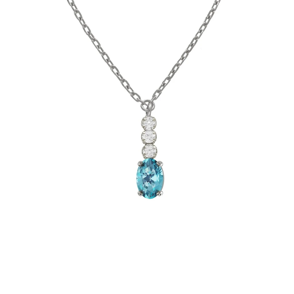 Oval Drop Aqua Blue Stone Sterling Silver Necklace Oval Drop Aqua Blue Stone Sterling Silver Necklace