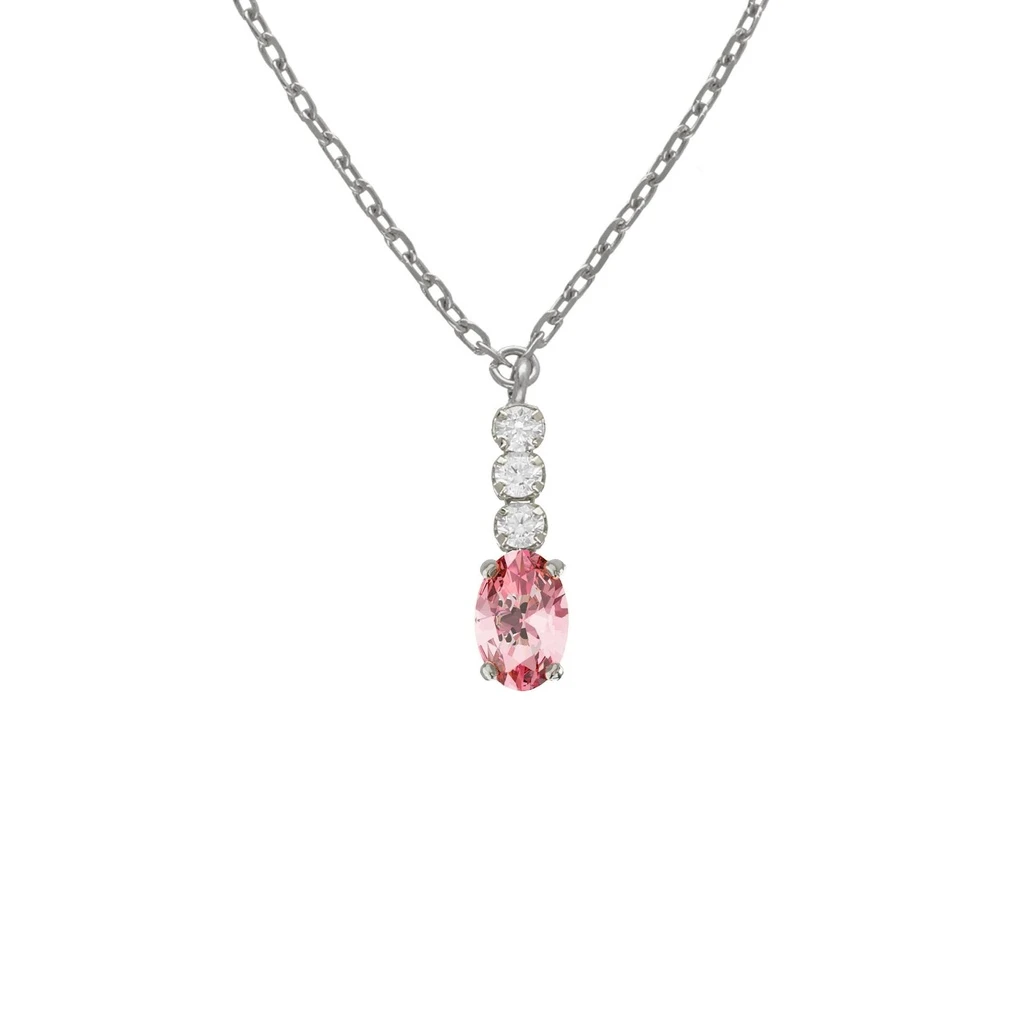 Oval Drop Pink Stone Sterling Silver Necklace Oval Drop Pink Stone Sterling Silver Necklace