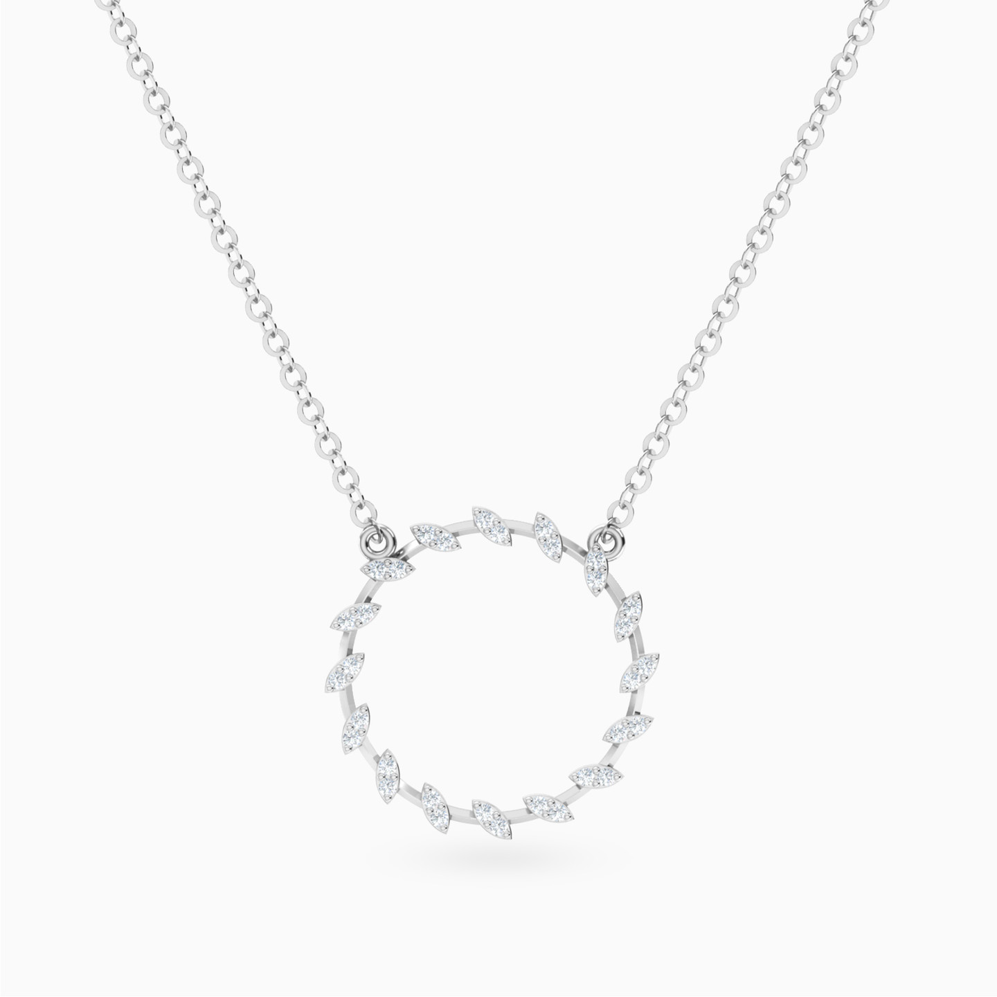 Open Circle & Marquise Shapes Necklace in 18K Gold Open Circle & Marquise Shapes Necklace in 18K Gold