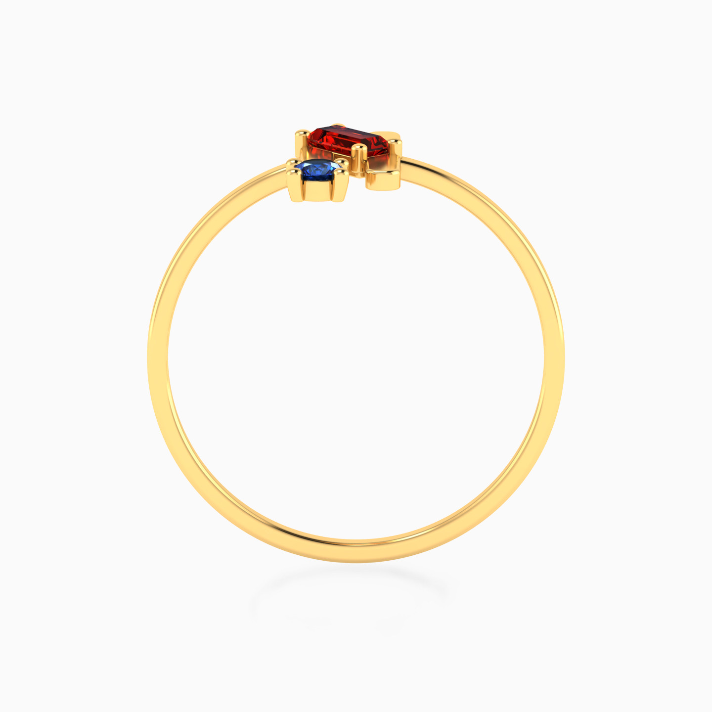 Two Vertical Bars Colored Stones Ring in 18K Gold - 4 Two Vertical Bars Colored Stones Ring in 18K Gold - 4