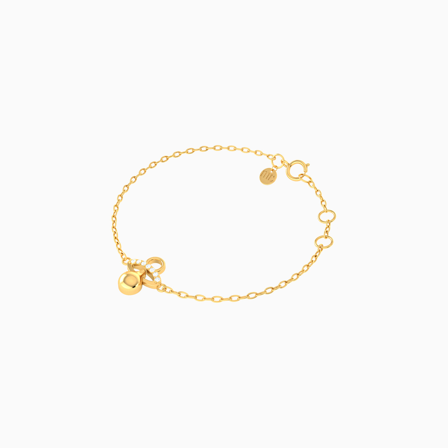 Kids Pacifier Cubic Zirconia Chain Bracelet in 18K Gold - 2 Kids Pacifier Cubic Zirconia Chain Bracelet in 18K Gold - 2