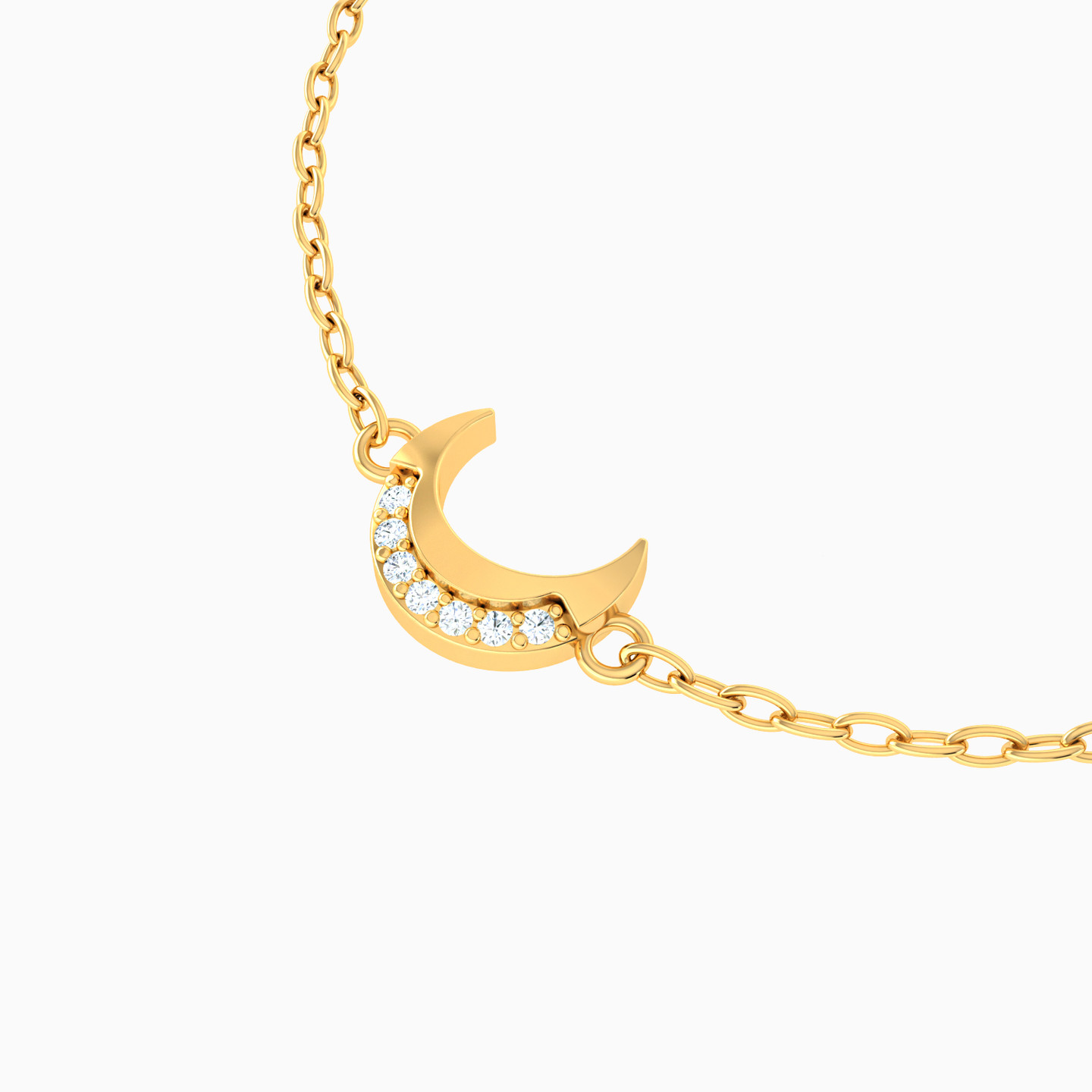 Kids Cresent Diamond Chain Bracelet in 18K Gold - 3 Kids Cresent Diamond Chain Bracelet in 18K Gold - 3