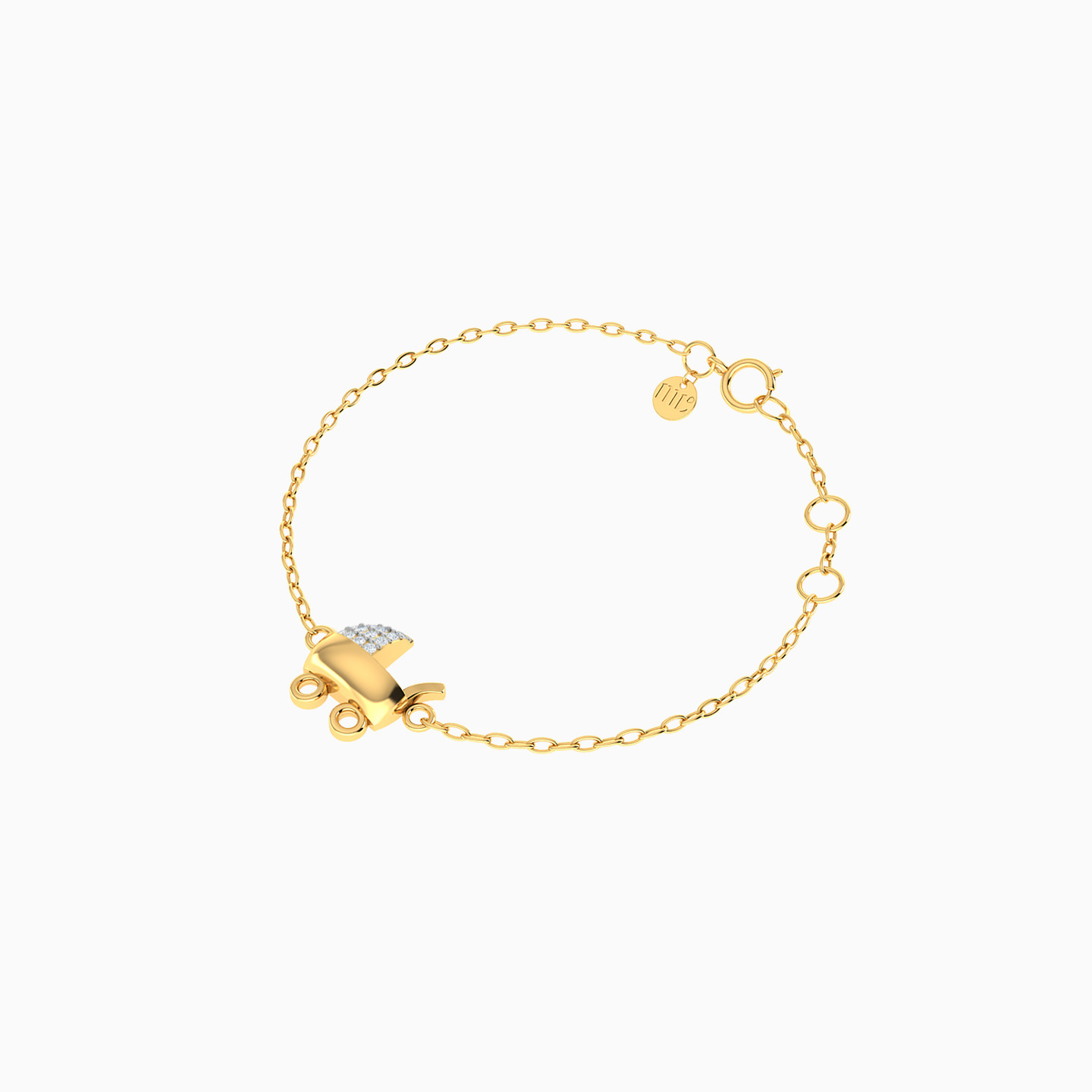 Kids Stroller Diamond Chain Bracelet in 18K Gold - 3 Kids Stroller Diamond Chain Bracelet in 18K Gold - 3