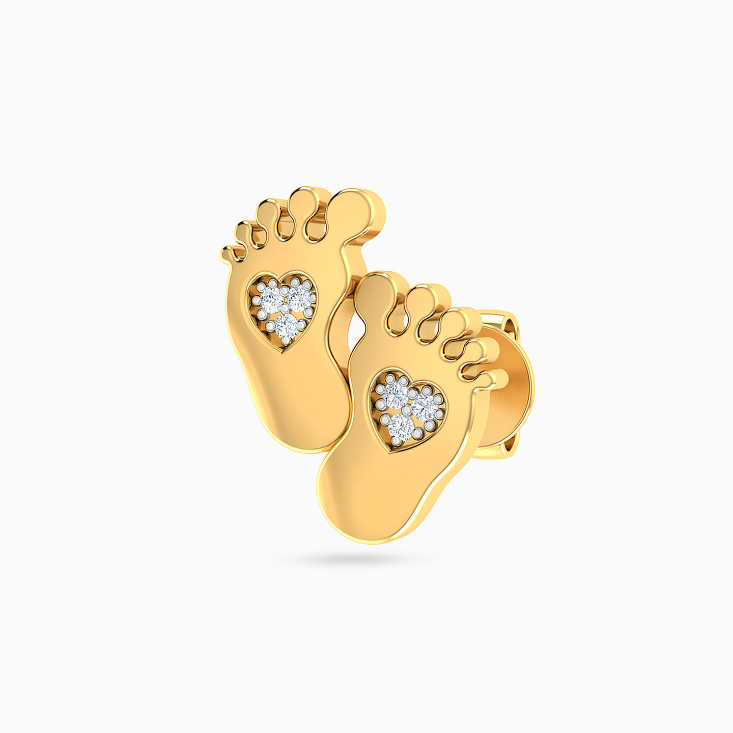 Kids Little Feet Diamond Stud Earrings in 18K Gold - 4 Kids Little Feet Diamond Stud Earrings in 18K Gold - 4