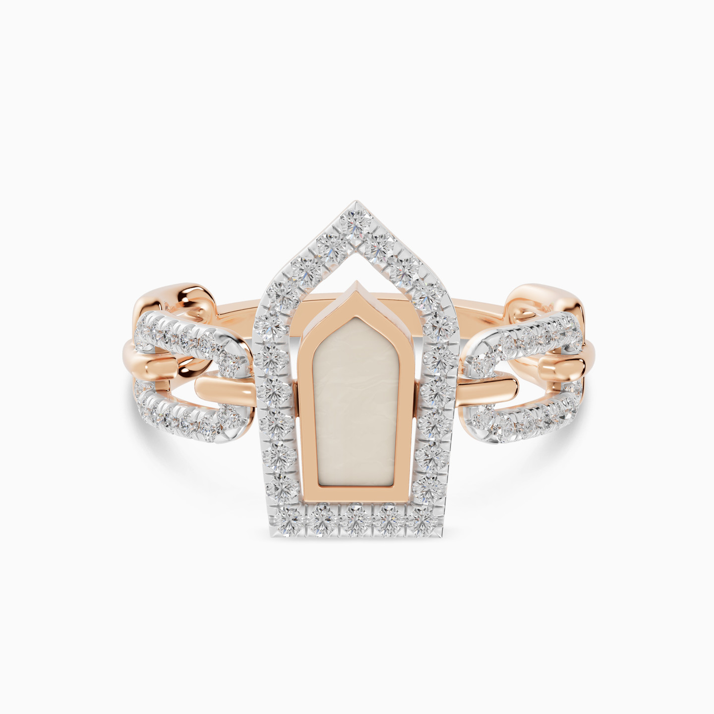 Geometric Pearl & Diamond Ring In 18K Gold Geometric Pearl & Diamond Ring In 18K Gold
