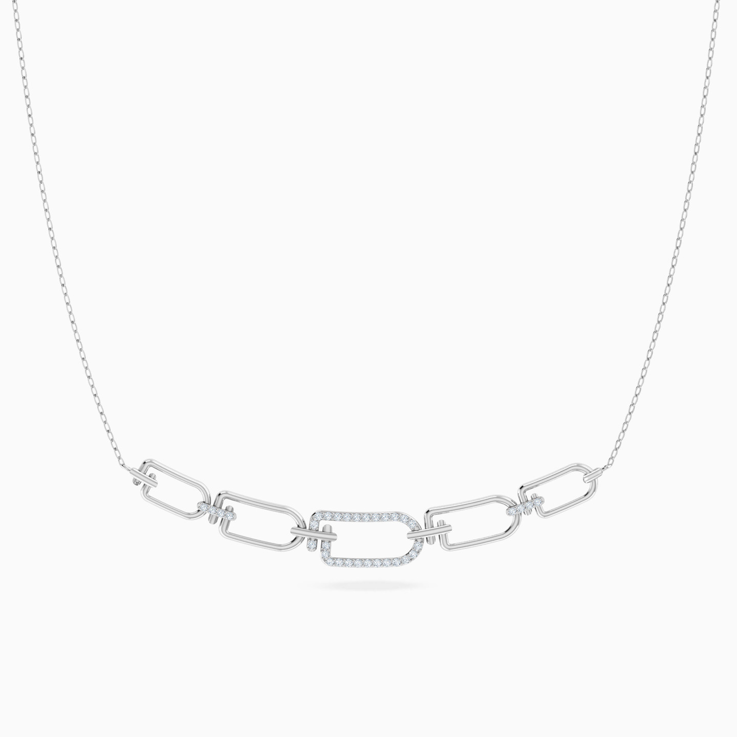Row of Paperclip Diamond Necklace in 18K Gold Row of Paperclip Diamond Necklace in 18K Gold