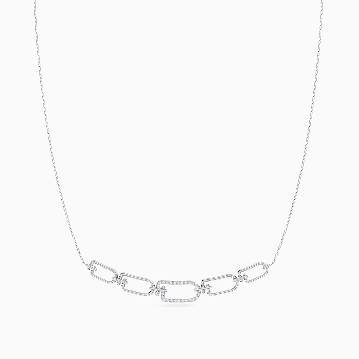 Row of Paperclip Diamond Necklace in 18K Gold - 3 Row of Paperclip Diamond Necklace in 18K Gold - 3