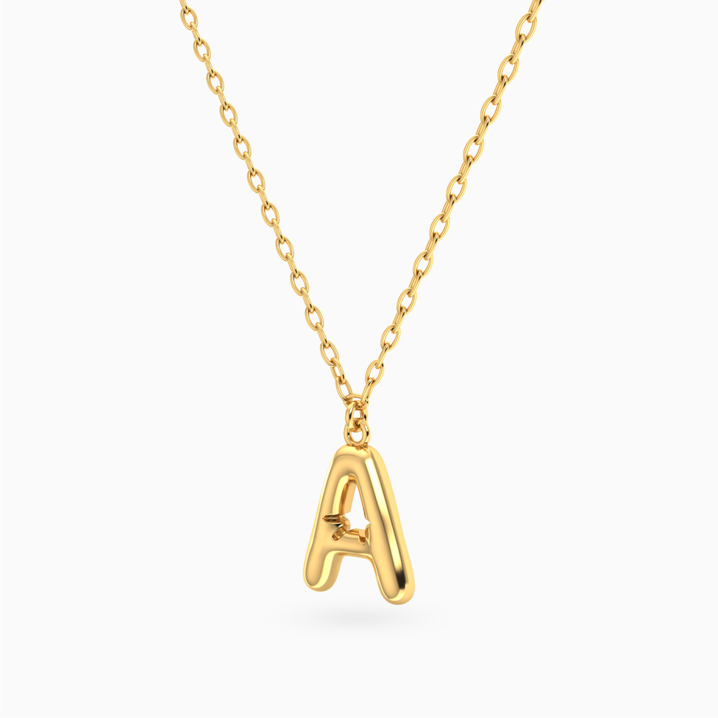 Letter A Pendant Necklace in 18K Gold - 2 Letter A Pendant Necklace in 18K Gold - 2