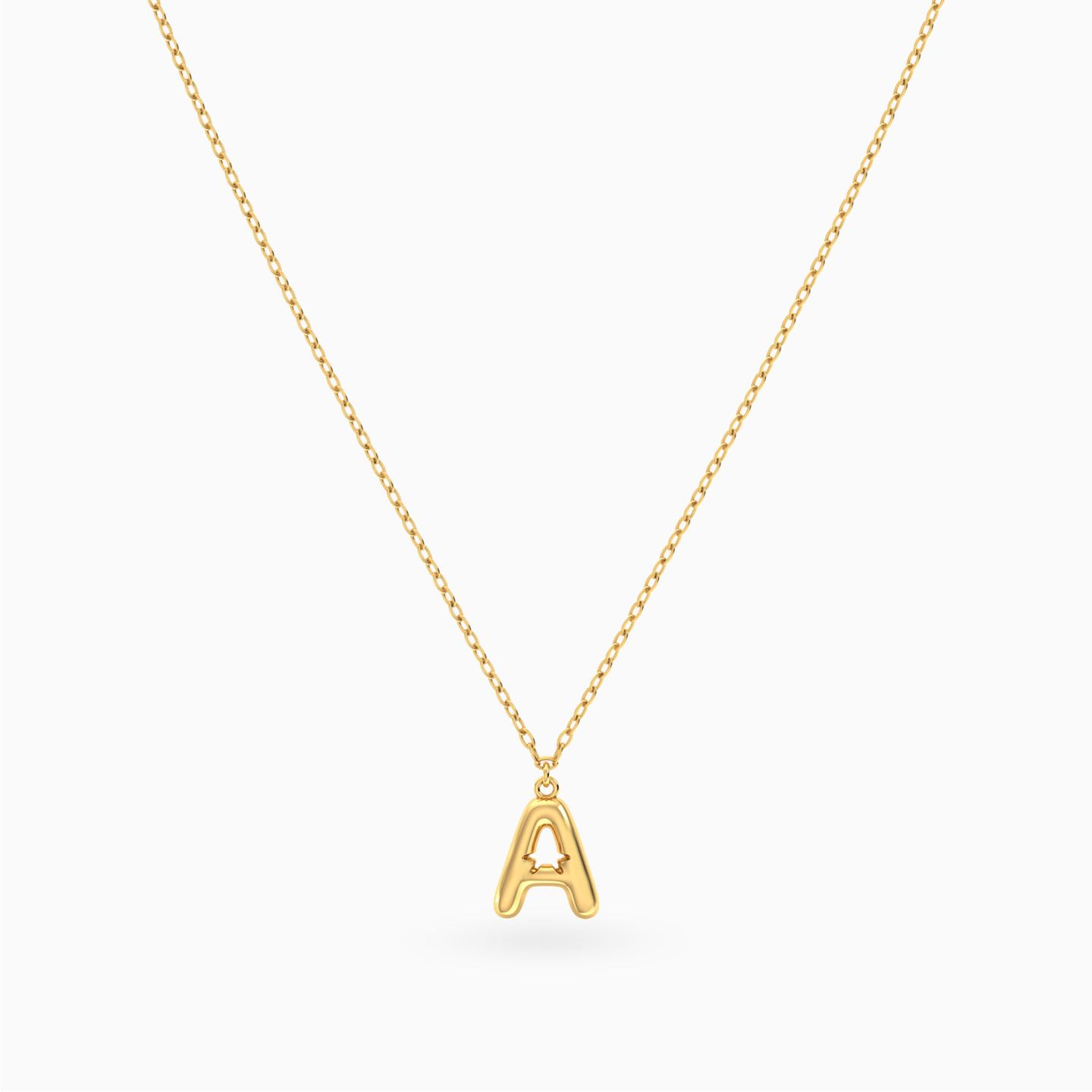 Letter A Pendant Necklace in 18K Gold - 3 Letter A Pendant Necklace in 18K Gold - 3