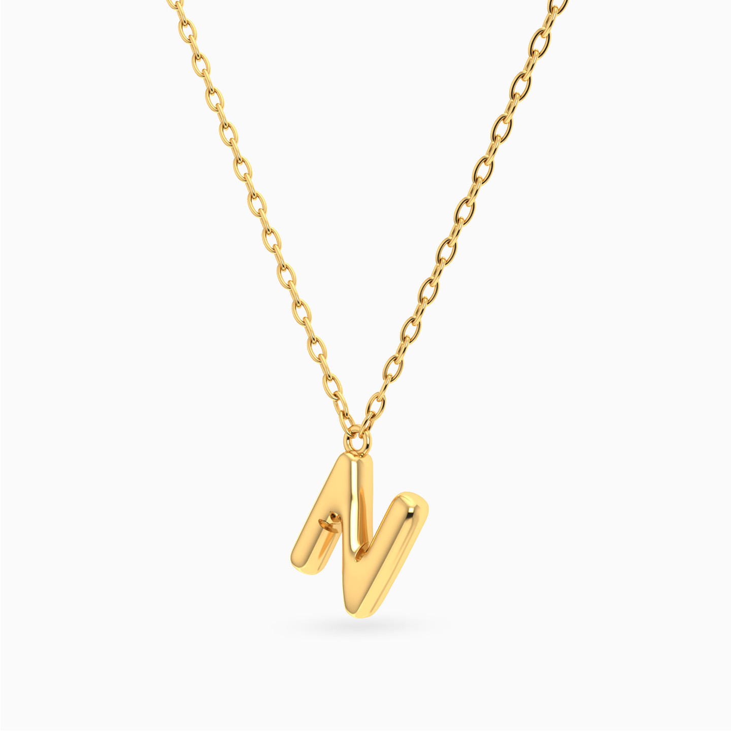 Letter N Pendant Necklace in 18K Gold - 2 Letter N Pendant Necklace in 18K Gold - 2