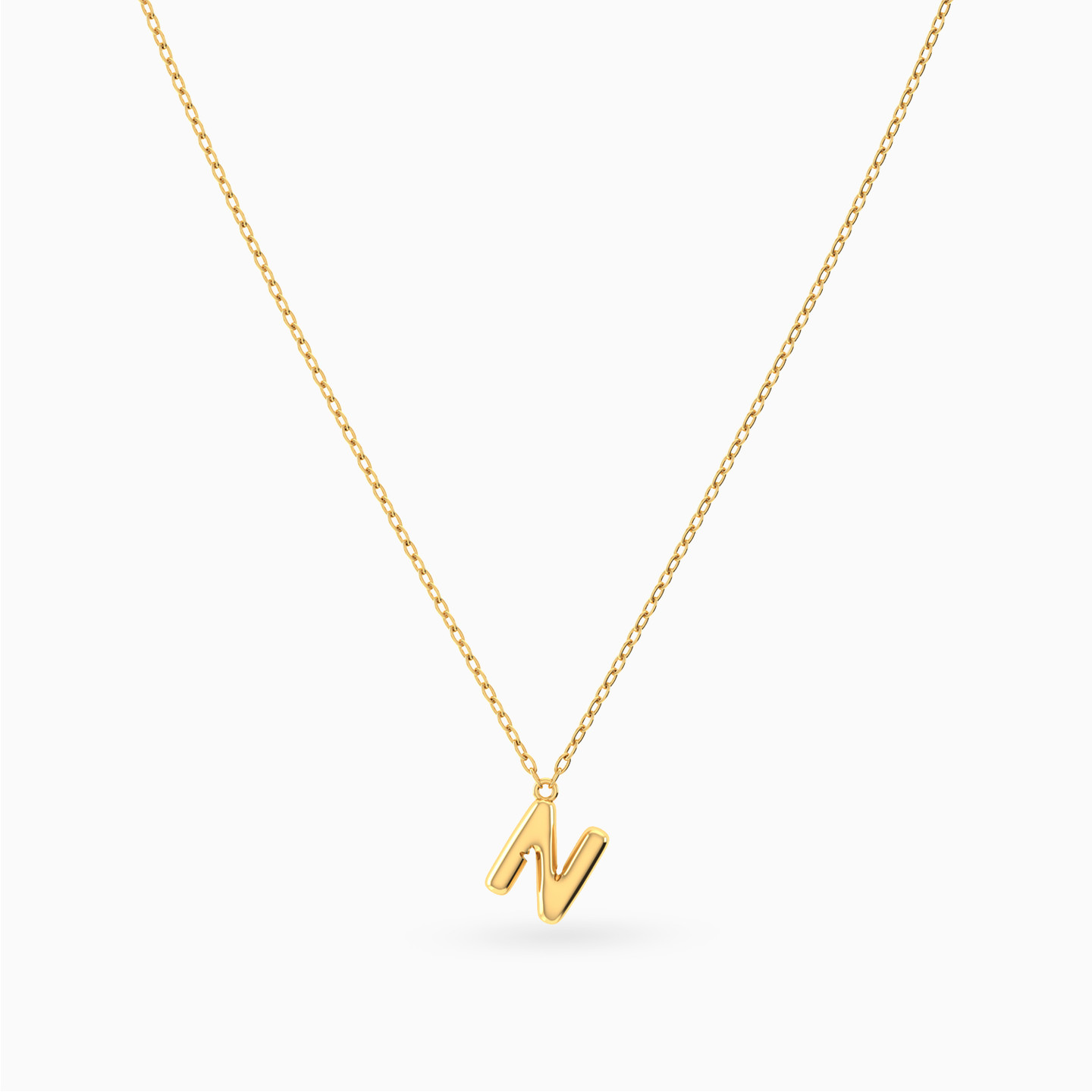 Letter N Pendant Necklace in 18K Gold - 3 Letter N Pendant Necklace in 18K Gold - 3