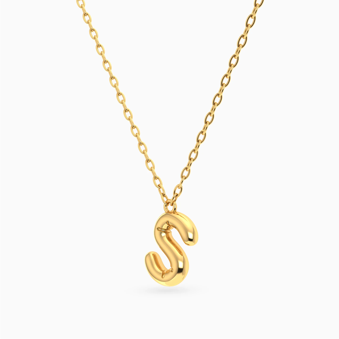 Letter S Pendant Necklace in 18K Gold - 2 Letter S Pendant Necklace in 18K Gold - 2