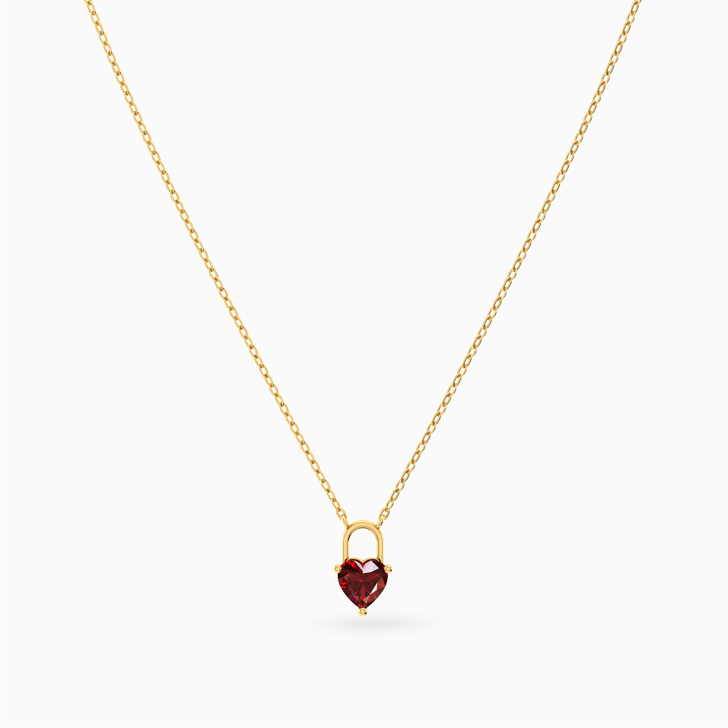 سلسلة شكل قلب ذهب عيار 18 قيراط مزينة بحجر وردي - 3 سلسلة شكل قلب ذهب عيار 18 قيراط مزينة بحجر وردي - 3