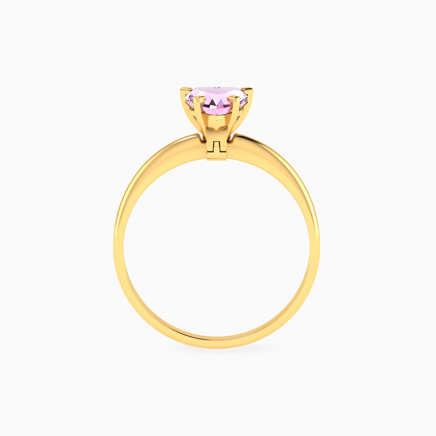 خاتم شكل قلب ذهب عيار 18 قيراط مزين بحجر وردي فاتح - 4 خاتم شكل قلب ذهب عيار 18 قيراط مزين بحجر وردي فاتح - 4