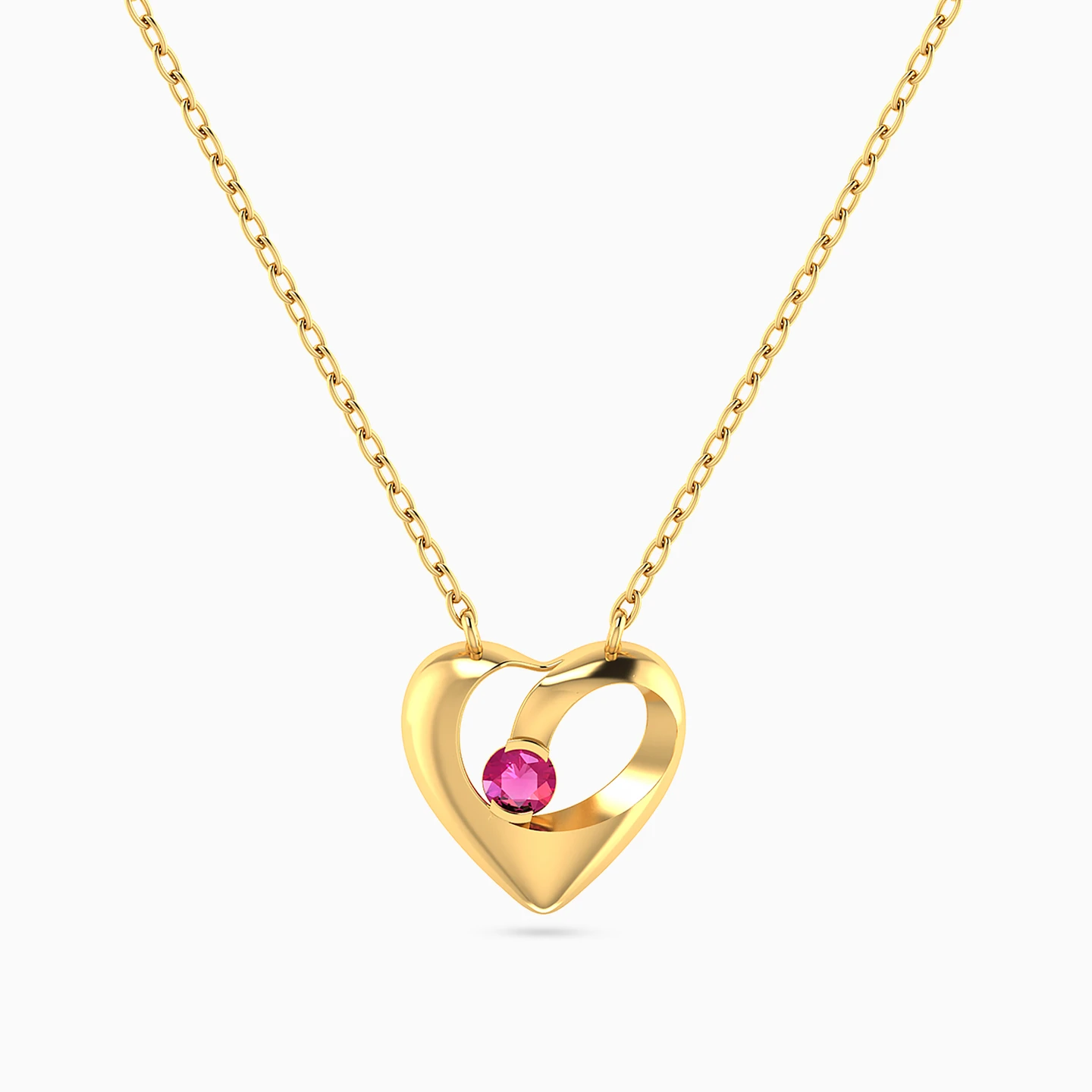 Open Heart Pink Stone Necklace in 18K Gold Open Heart Pink Stone Necklace in 18K Gold