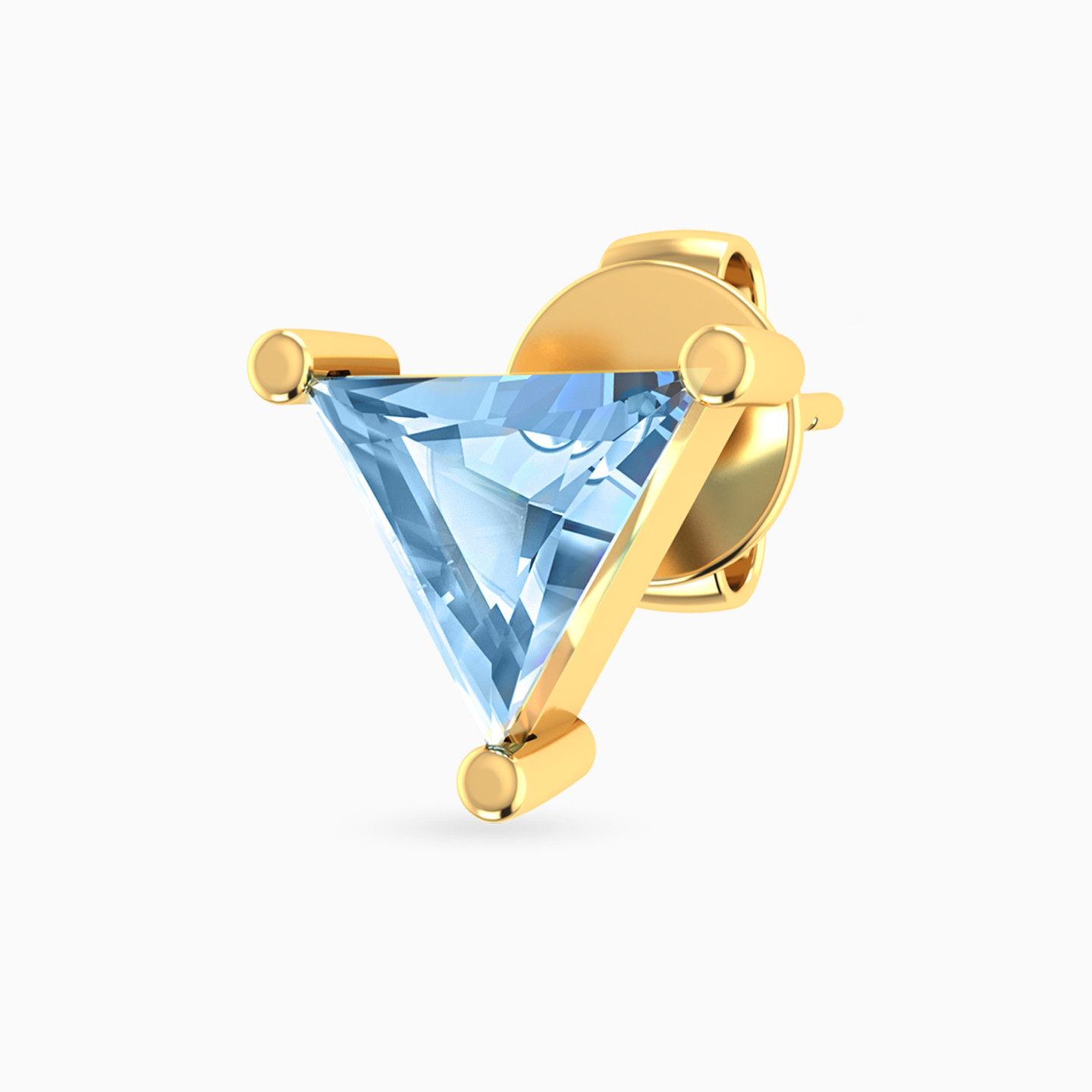 Triangular Aqua Blue Stone Stud Earrings in 18K Gold - 4 Triangular Aqua Blue Stone Stud Earrings in 18K Gold - 4