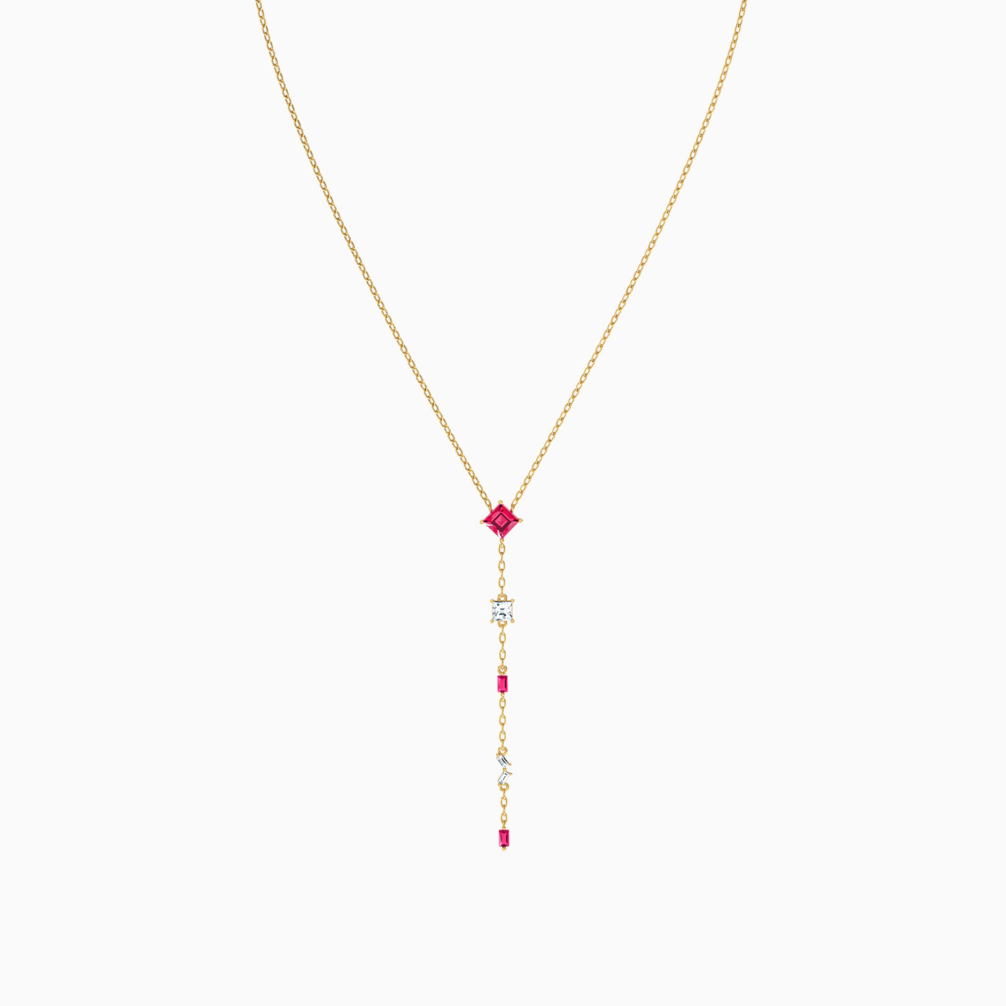 Multi-shaped Colored Stones Pendant with 18K Gold Chain - 6