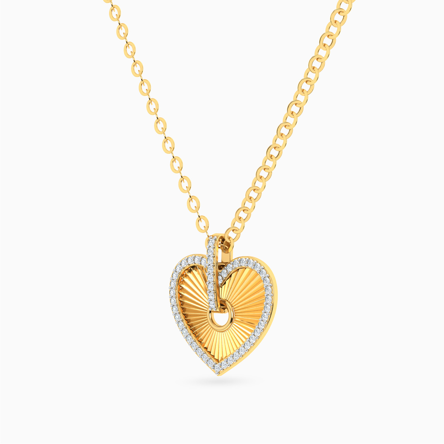 سلسلة شكل قلب مزخرف ذهب عيار 18 قيراط مزينة بالألماس - 2 سلسلة شكل قلب مزخرف ذهب عيار 18 قيراط مزينة بالألماس - 2