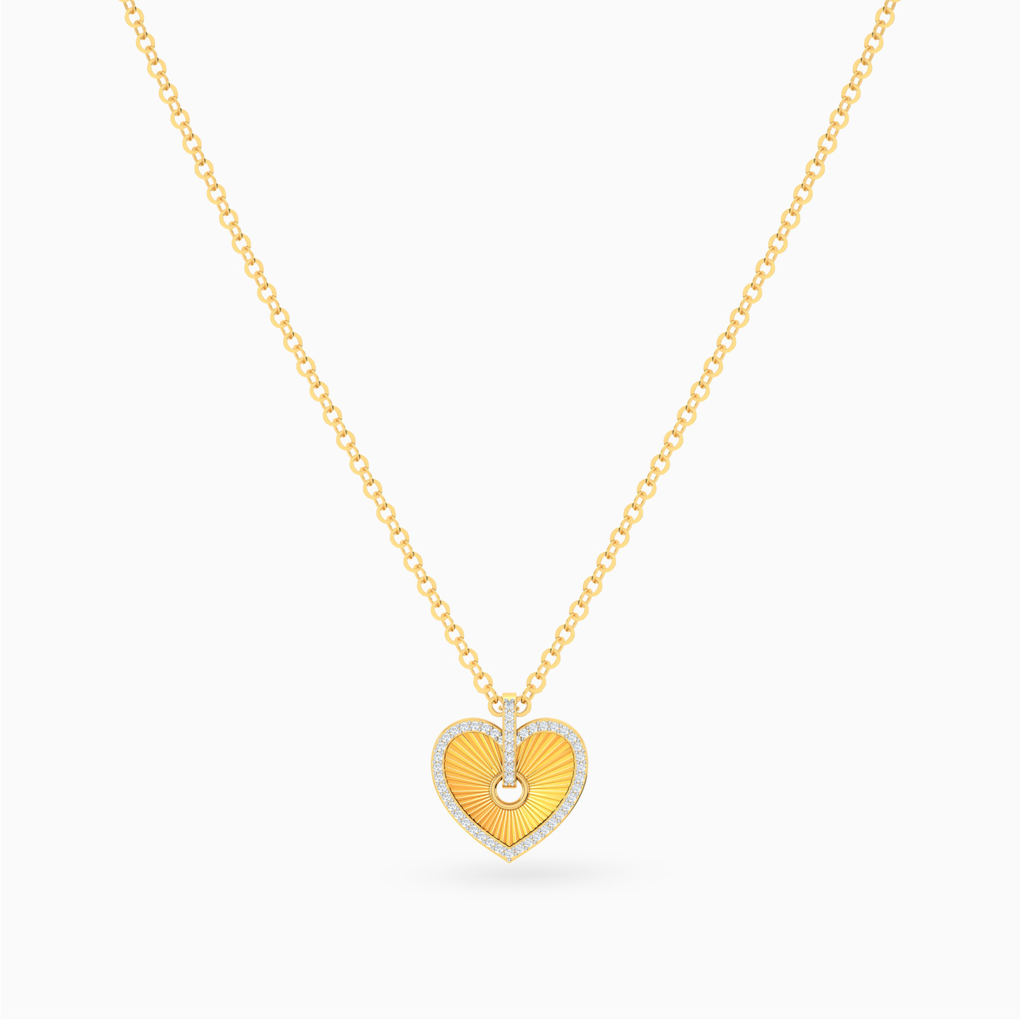 سلسلة شكل قلب مزخرف ذهب عيار 18 قيراط مزينة بالألماس - 3 سلسلة شكل قلب مزخرف ذهب عيار 18 قيراط مزينة بالألماس - 3