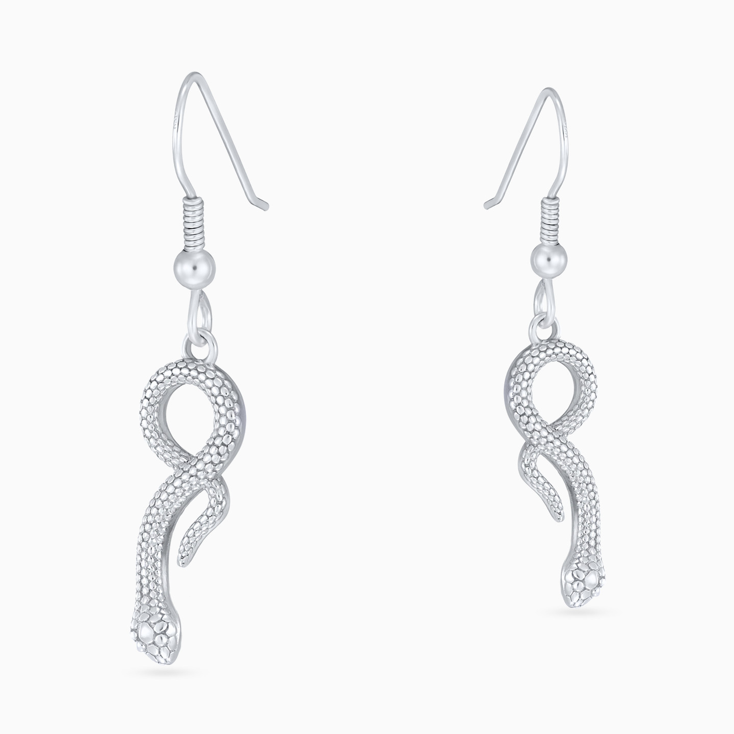 Snake Drop Earrings in Sterling Silver - 4 Snake Drop Earrings in Sterling Silver - 4