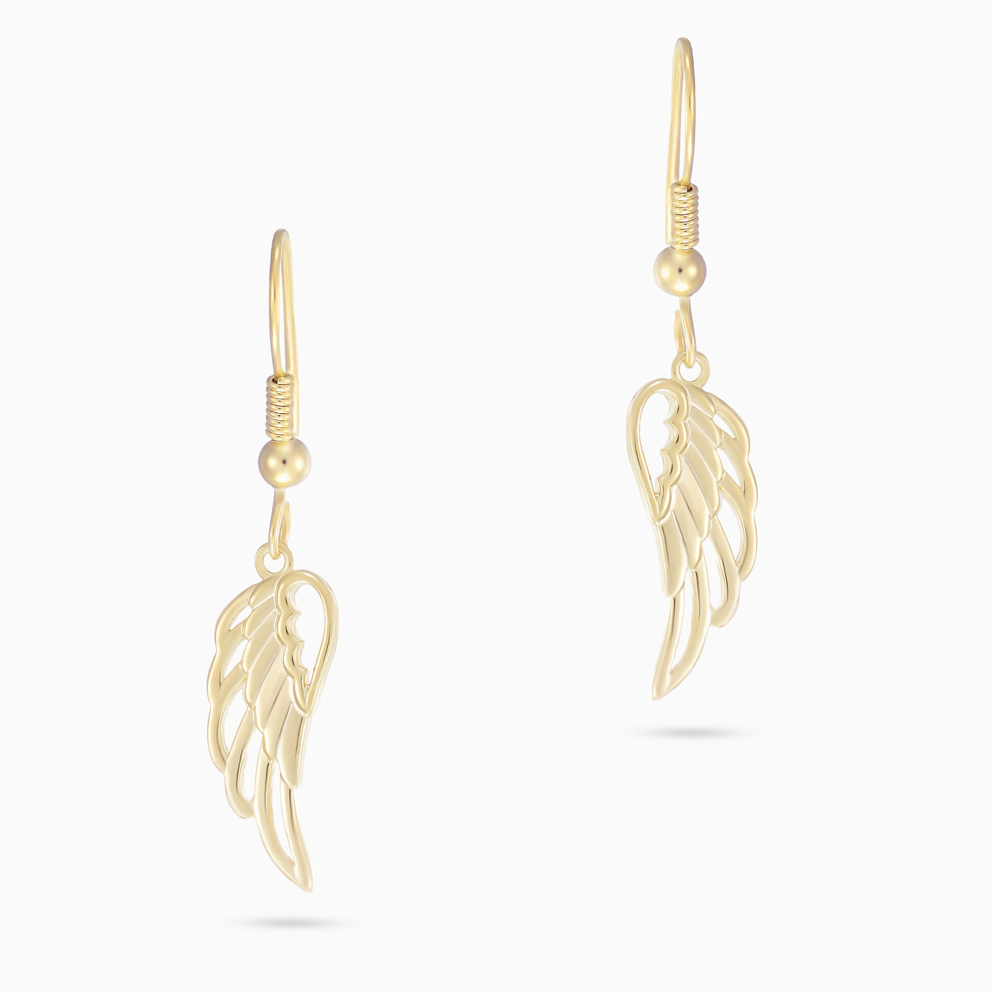 Wing Drop Earrings in Yellow Gold Plating - 3 Wing Drop Earrings in Yellow Gold Plating - 3
