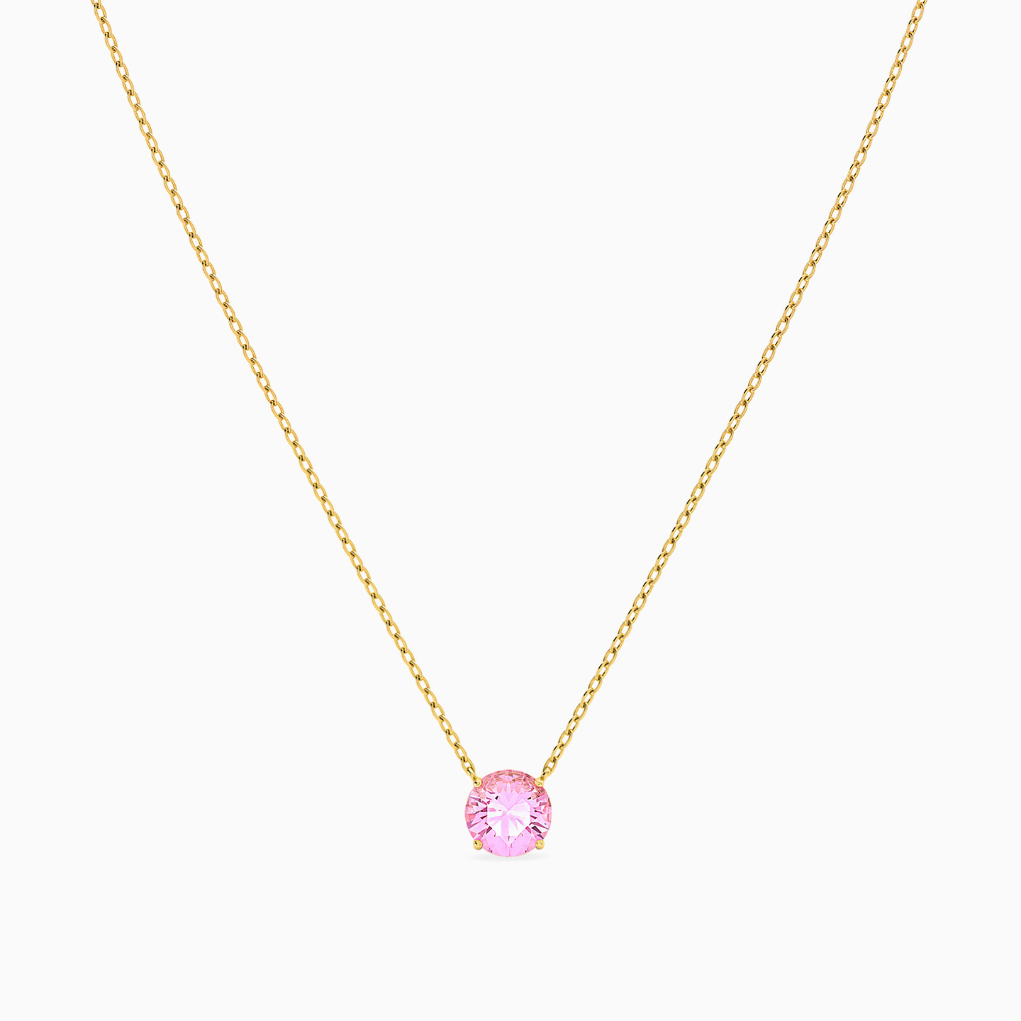 Circle Rose Stone Necklace in 18K Gold - 3 Circle Rose Stone Necklace in 18K Gold - 3