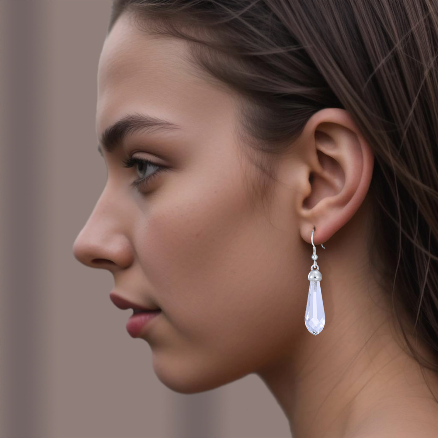 Crystal Light Blue Stone Drop Earrings in Sterling Silver - 2 Crystal Light Blue Stone Drop Earrings in Sterling Silver - 2