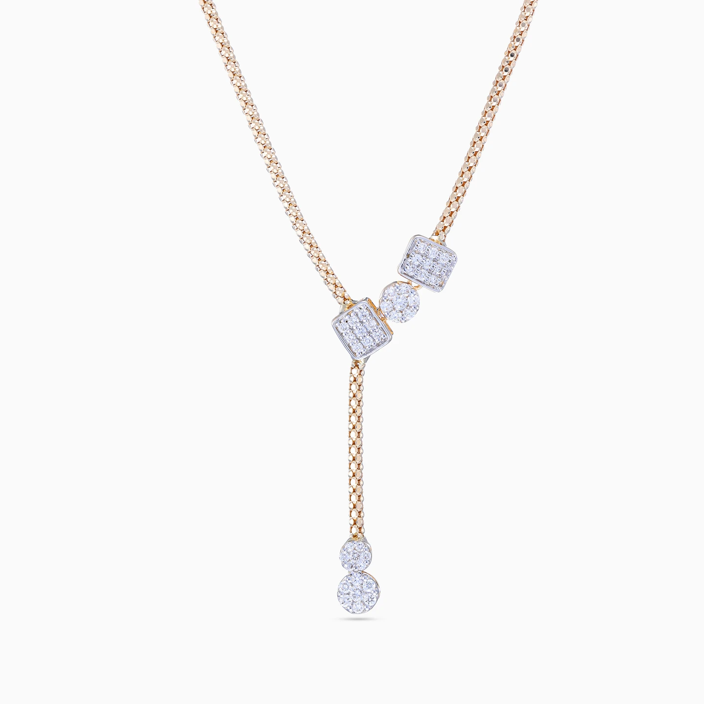 Geometric Elements Diamond Popcorn Lariat Necklace in 18K Gold Geometric Elements Diamond Popcorn Lariat Necklace in 18K Gold
