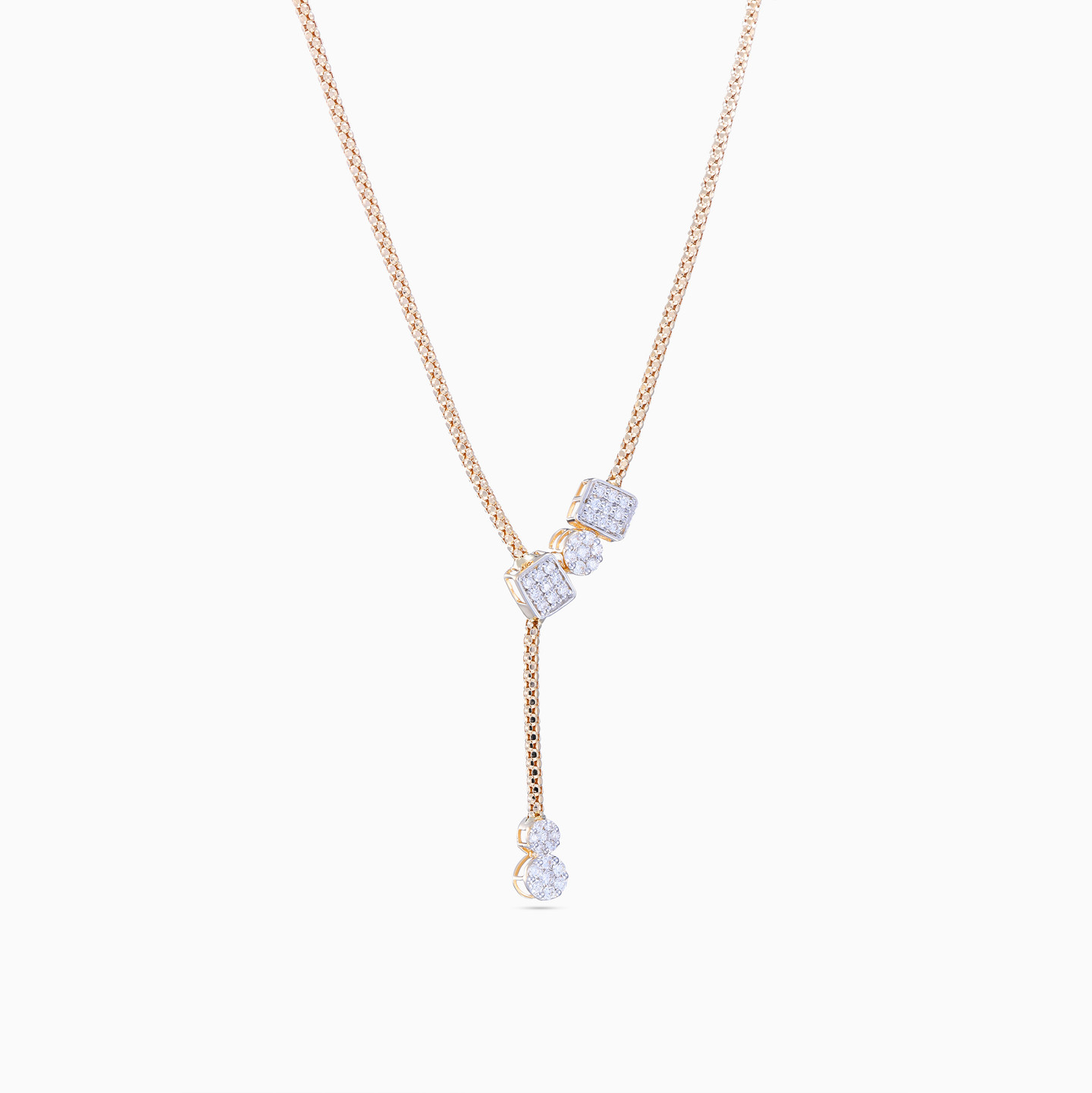 Geometric Elements Diamond Popcorn Lariat Necklace in 18K Gold - 2 Geometric Elements Diamond Popcorn Lariat Necklace in 18K Gold - 2