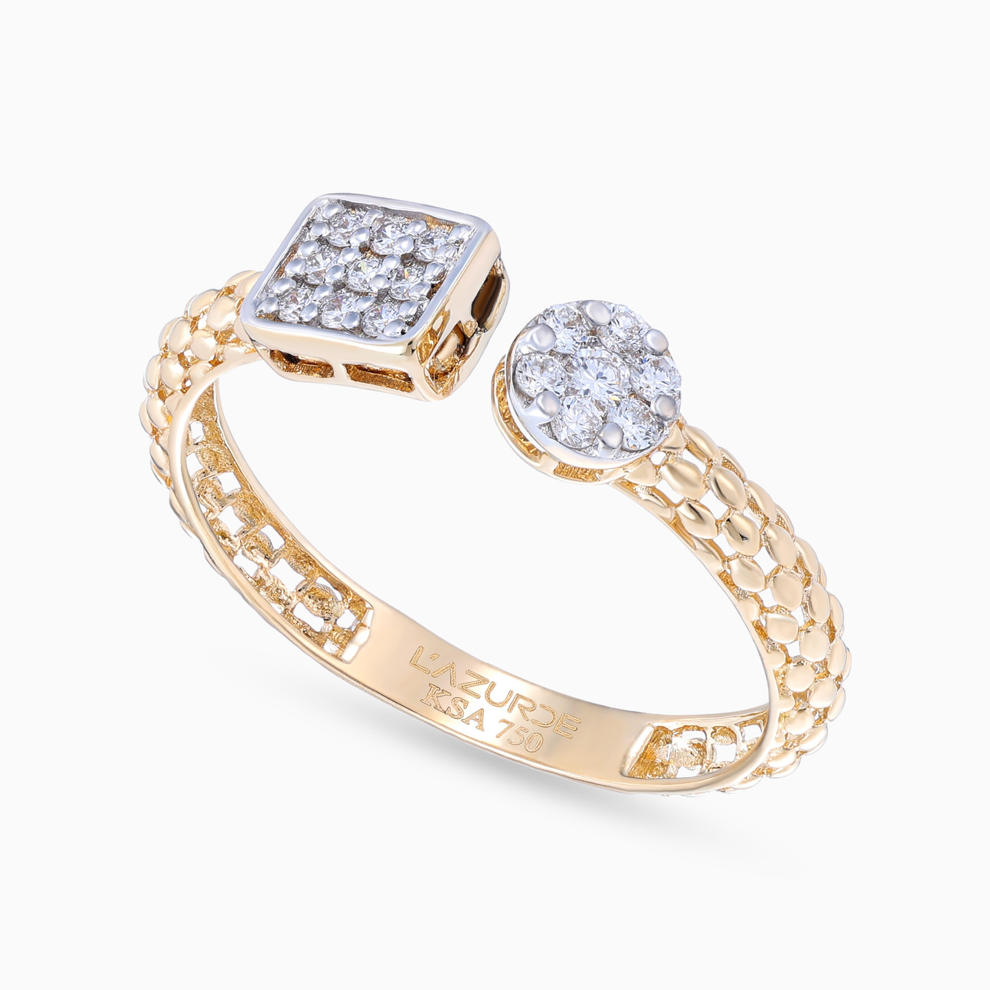 Round & Square Diamond Popcorn Open Ring in 18K Gold - 2 Round & Square Diamond Popcorn Open Ring in 18K Gold - 2