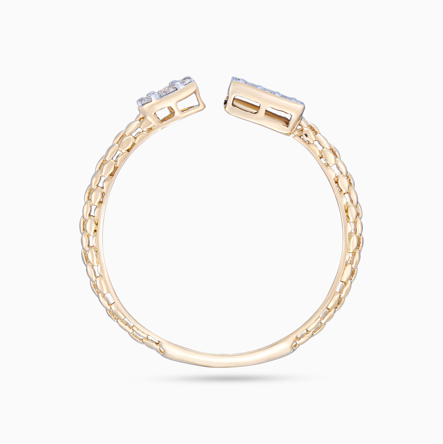 Round & Square Diamond Popcorn Open Ring in 18K Gold - 3 Round & Square Diamond Popcorn Open Ring in 18K Gold - 3