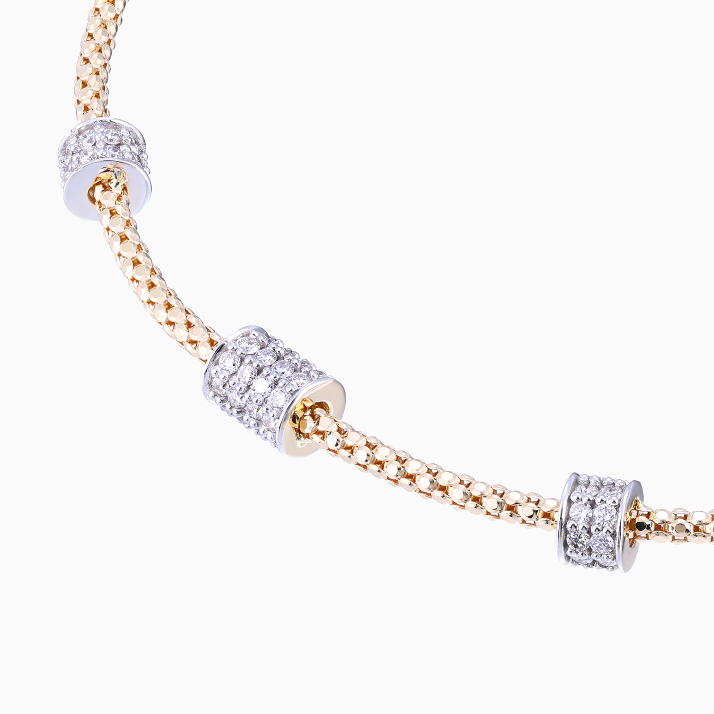 Units Diamond Popcorn Chain Bracelet in 18K Gold - 4 Units Diamond Popcorn Chain Bracelet in 18K Gold - 4