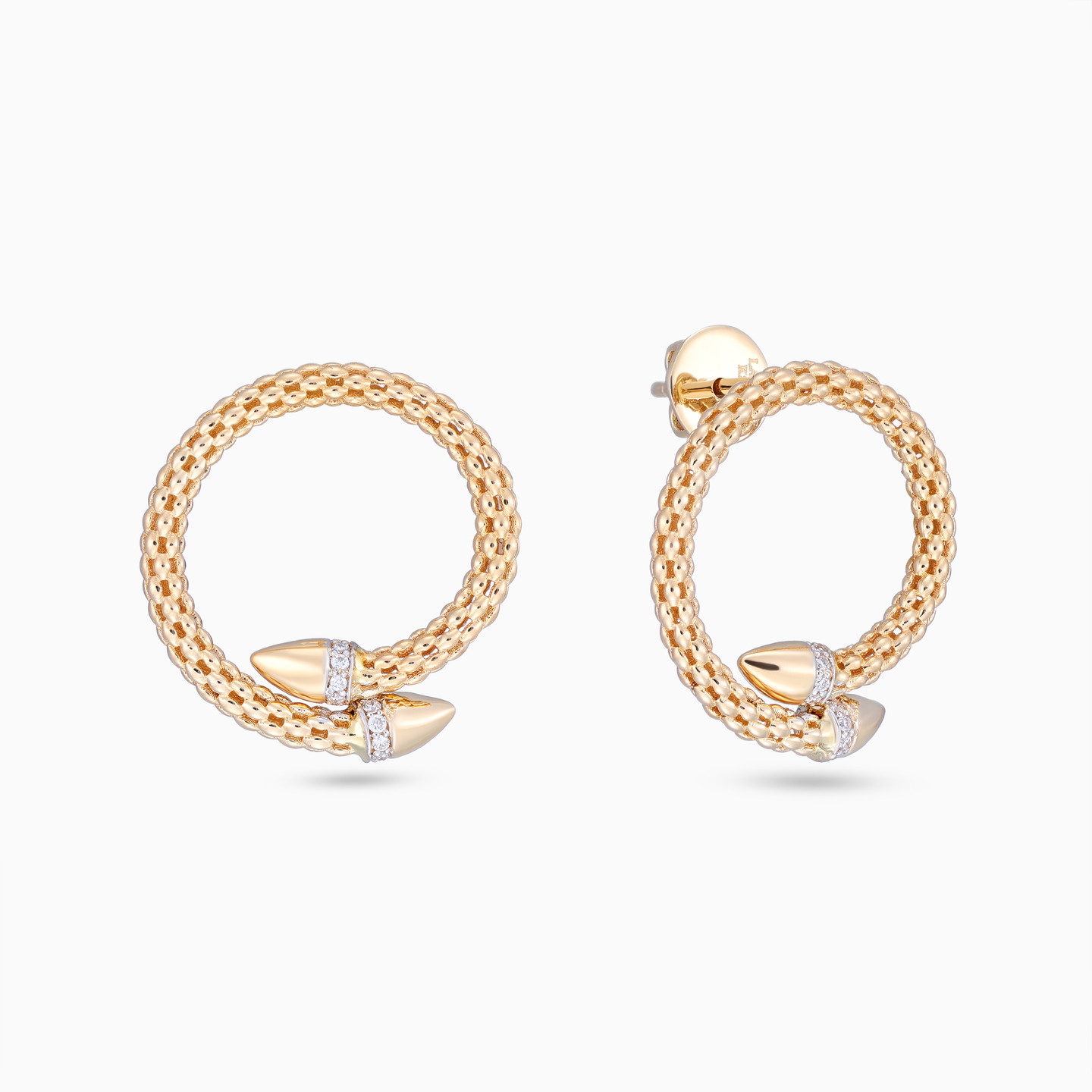 Circular Loop Diamond Popcorn Stud Earrings in 18K Gold Circular Loop Diamond Popcorn Stud Earrings in 18K Gold