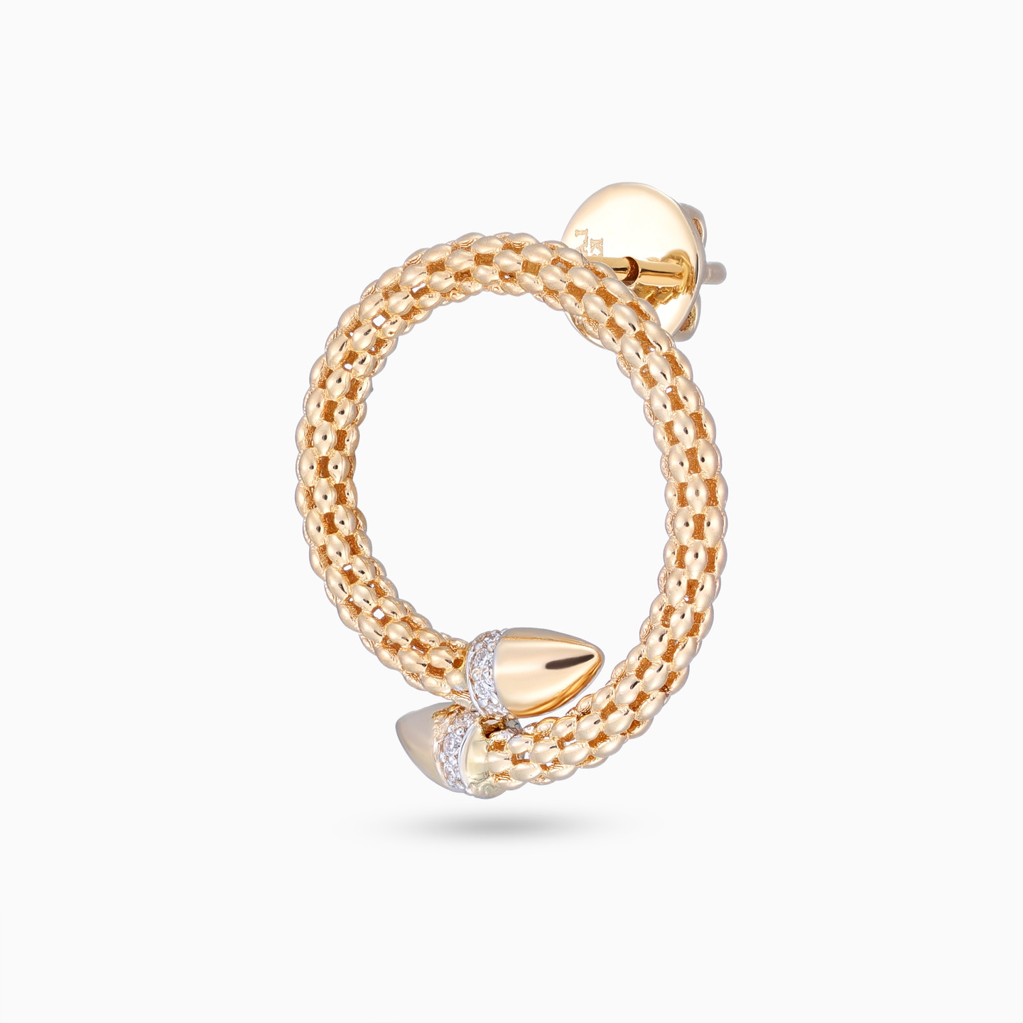 Circular Loop Diamond Popcorn Stud Earrings in 18K Gold - 3 Circular Loop Diamond Popcorn Stud Earrings in 18K Gold - 3