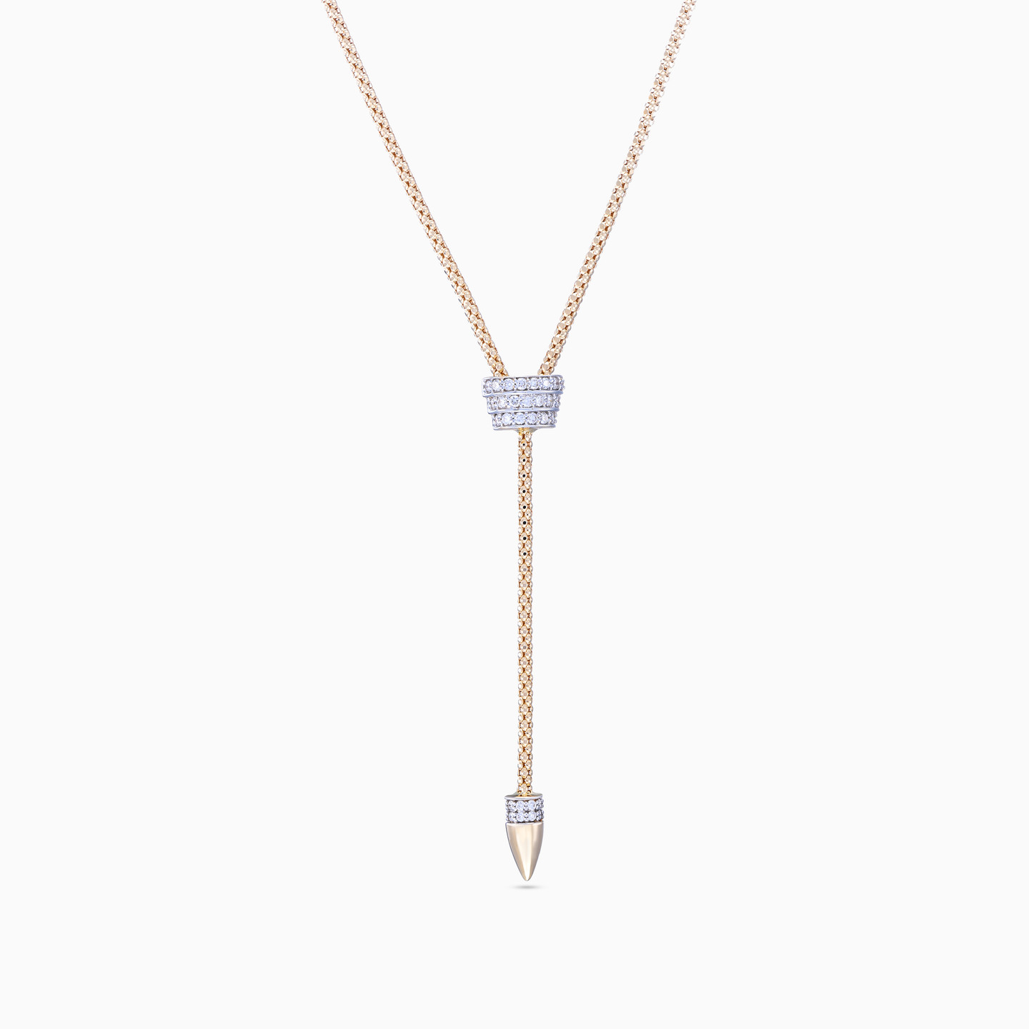 Delicate Drop Diamond Popcorn Lariat Necklace in 18K Gold - 2 Delicate Drop Diamond Popcorn Lariat Necklace in 18K Gold - 2