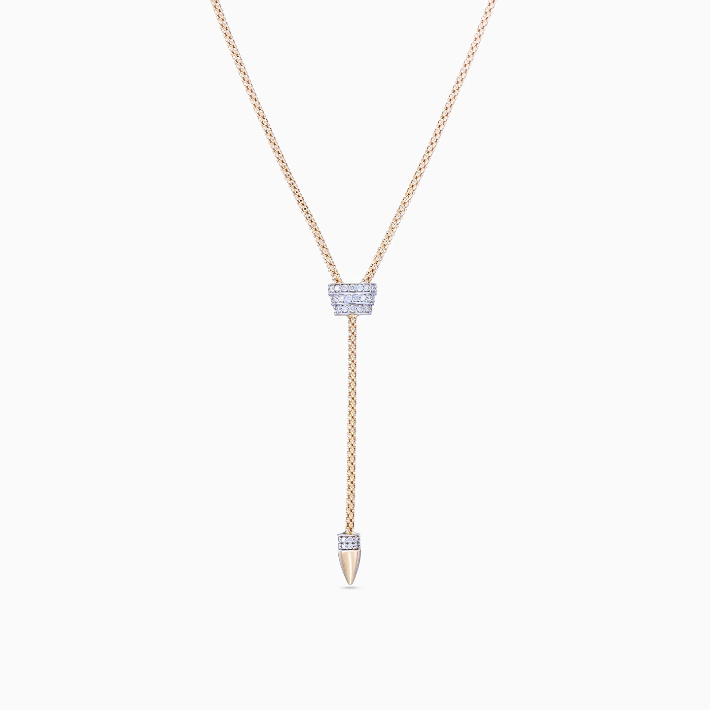 Delicate Drop Diamond Popcorn Lariat Necklace in 18K Gold - 3 Delicate Drop Diamond Popcorn Lariat Necklace in 18K Gold - 3