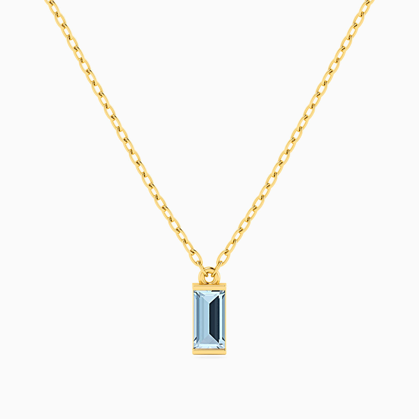 Baguette Colored Stones Necklace In 18K Gold