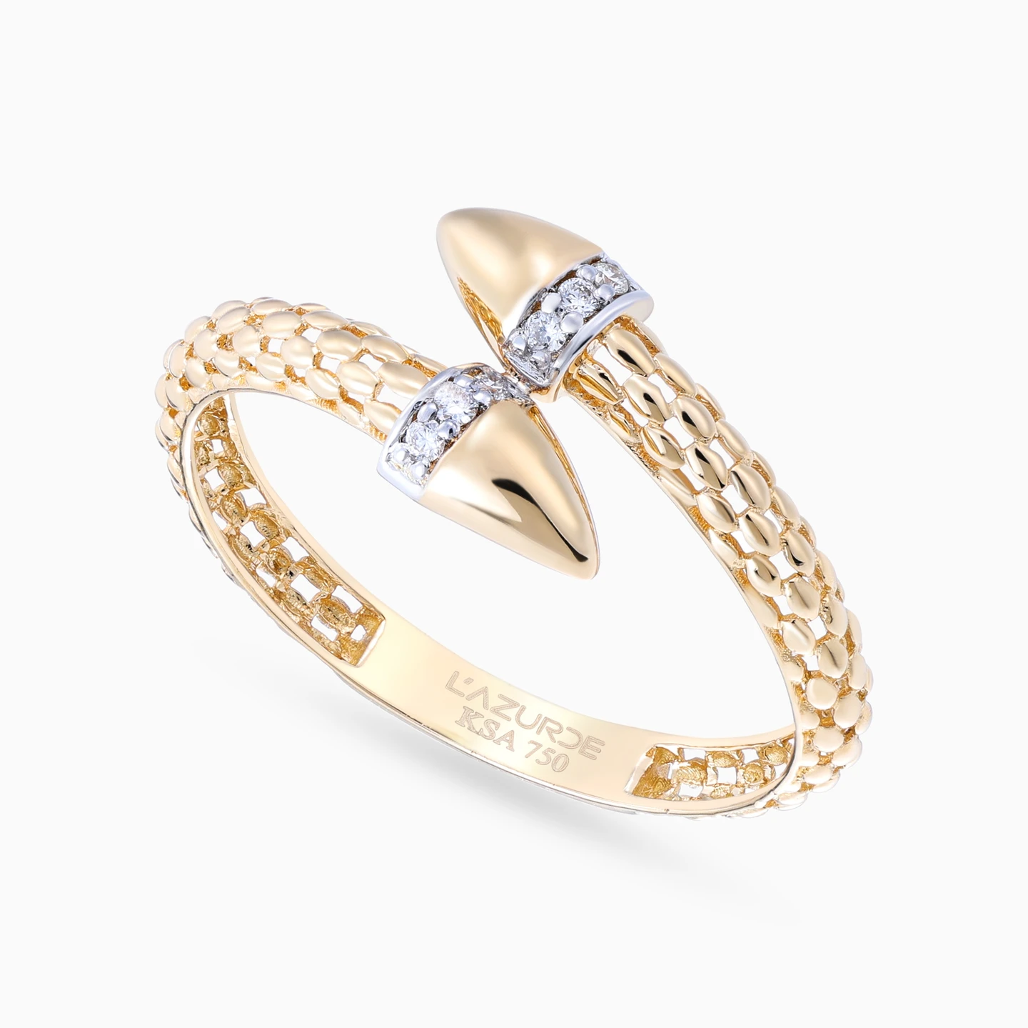 Pointy Diamond Popcorn Bypass Ring in 18K Gold - 2 Pointy Diamond Popcorn Bypass Ring in 18K Gold - 2