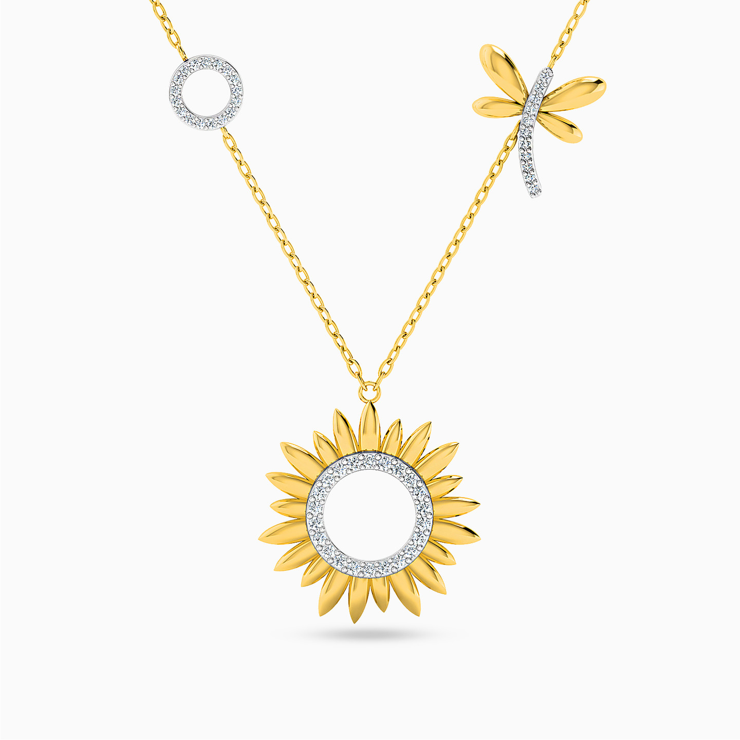 Multishaped Diamonds Chain Necklace in 18K Gold