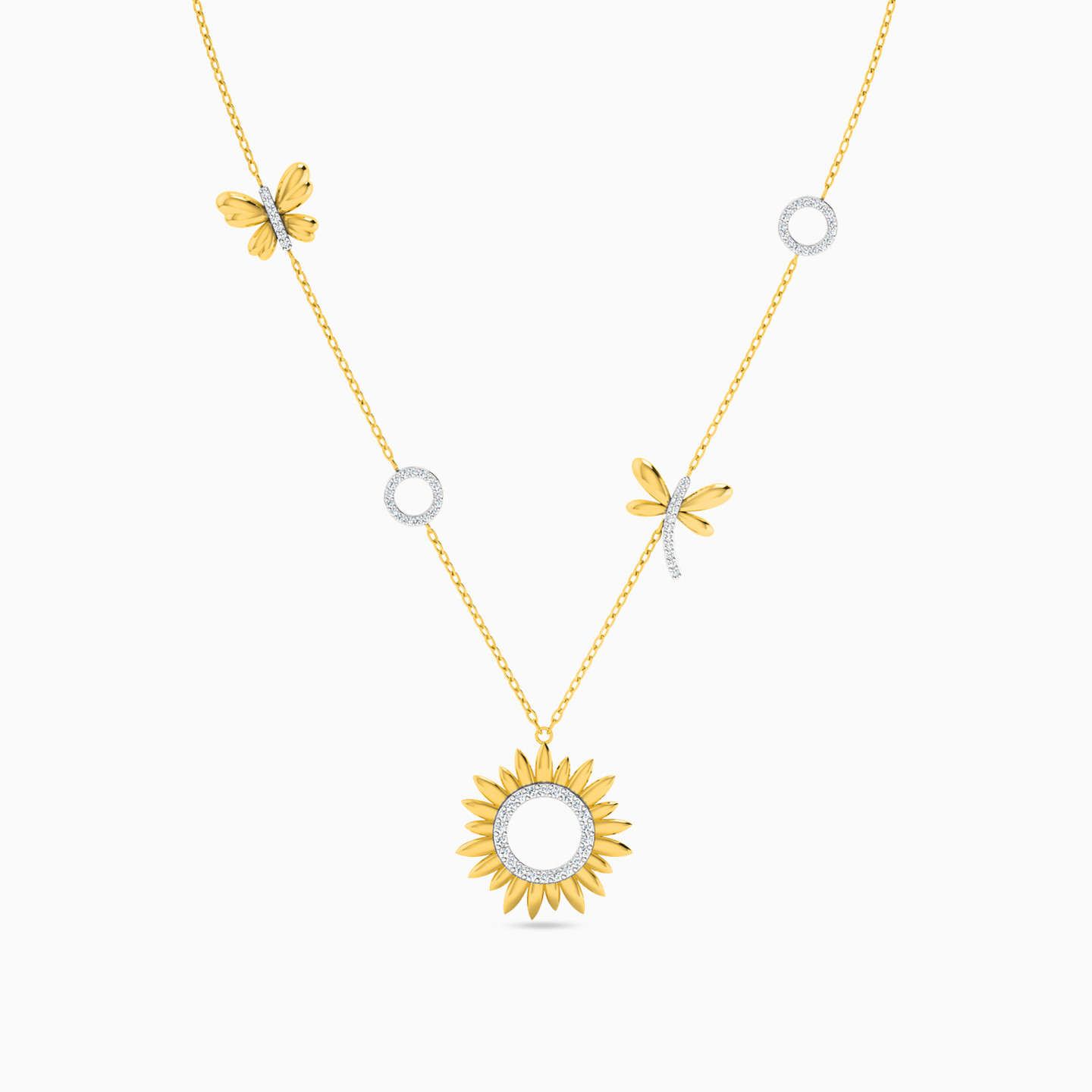 Multishaped Diamonds Chain Necklace in 18K Gold - 3